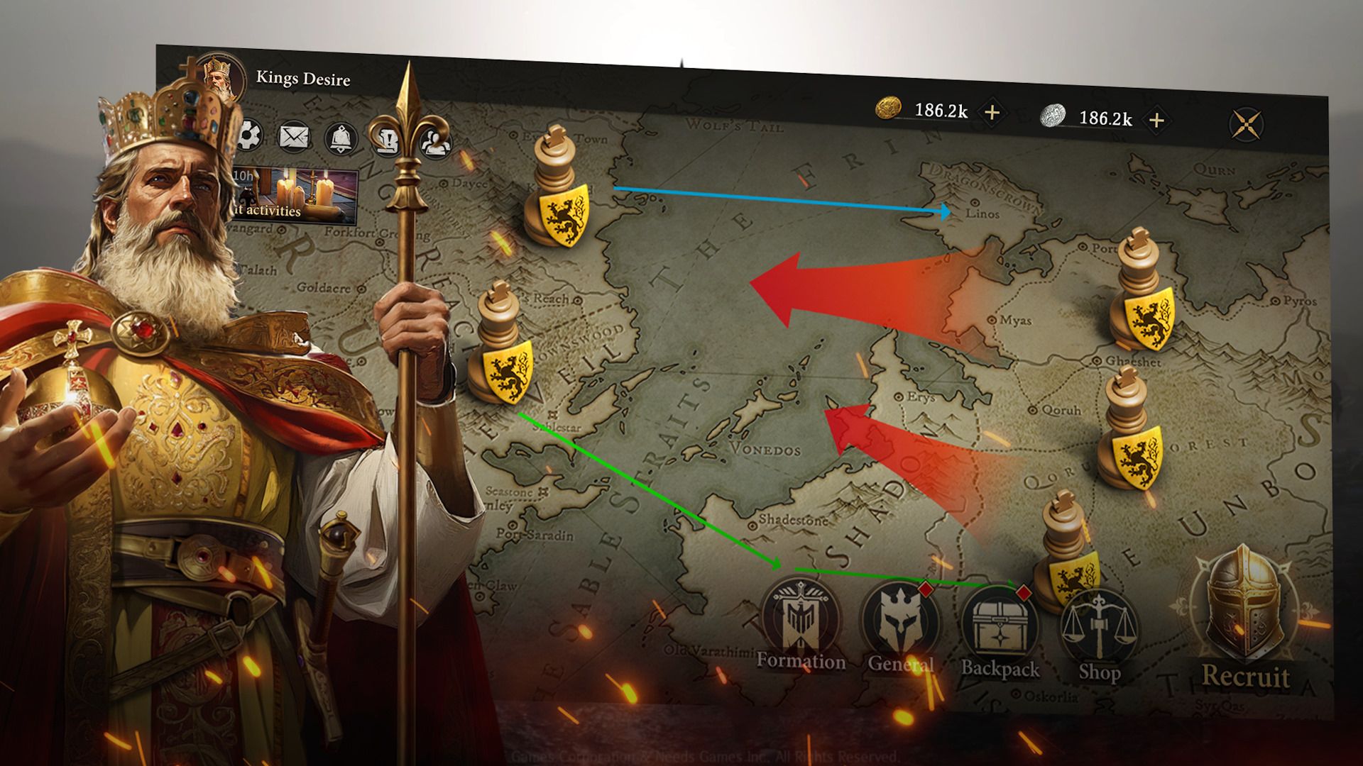 وسعت نقشه و جهان بازی موبایل Grand War 4: Medieval Strategy