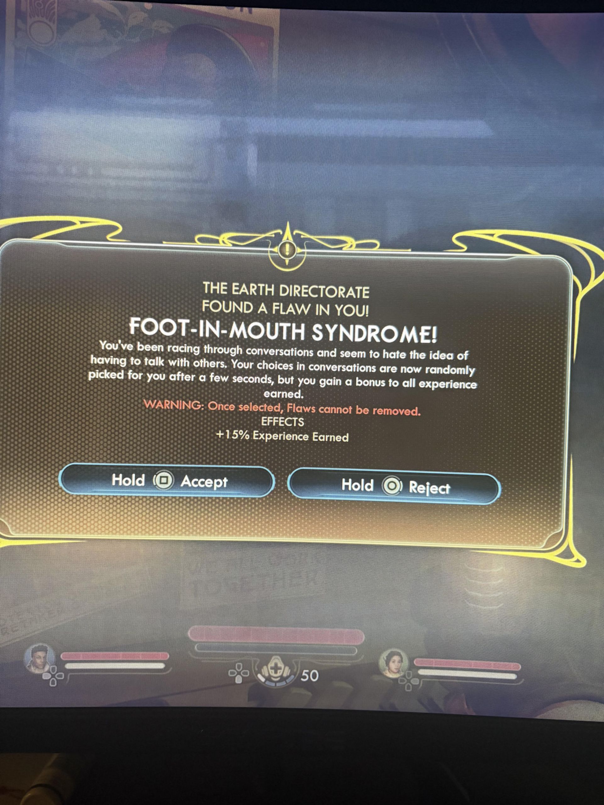 ویژگی سندروم پای در دهان (Foot-In-Mouth Syndrome) در بازی The Outer Worlds 2