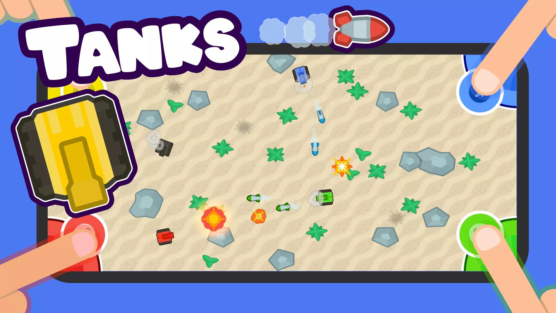 مینی‌گیم نبرد تانک‌ها در بازی موبایلی 2 3 4 Player Mini Games