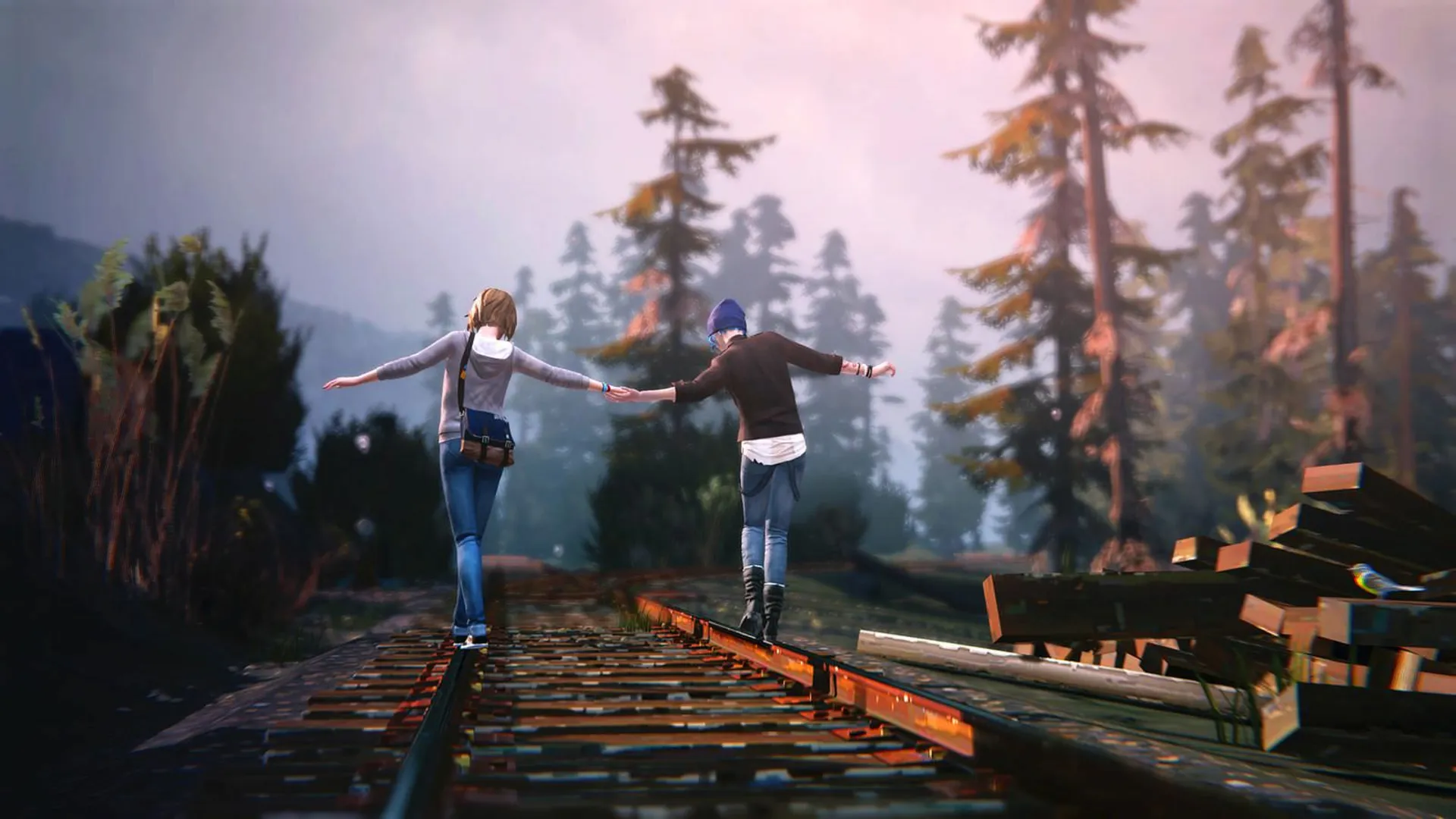 بازی Life is Strange مکس و کلوئی روی ریل قطار