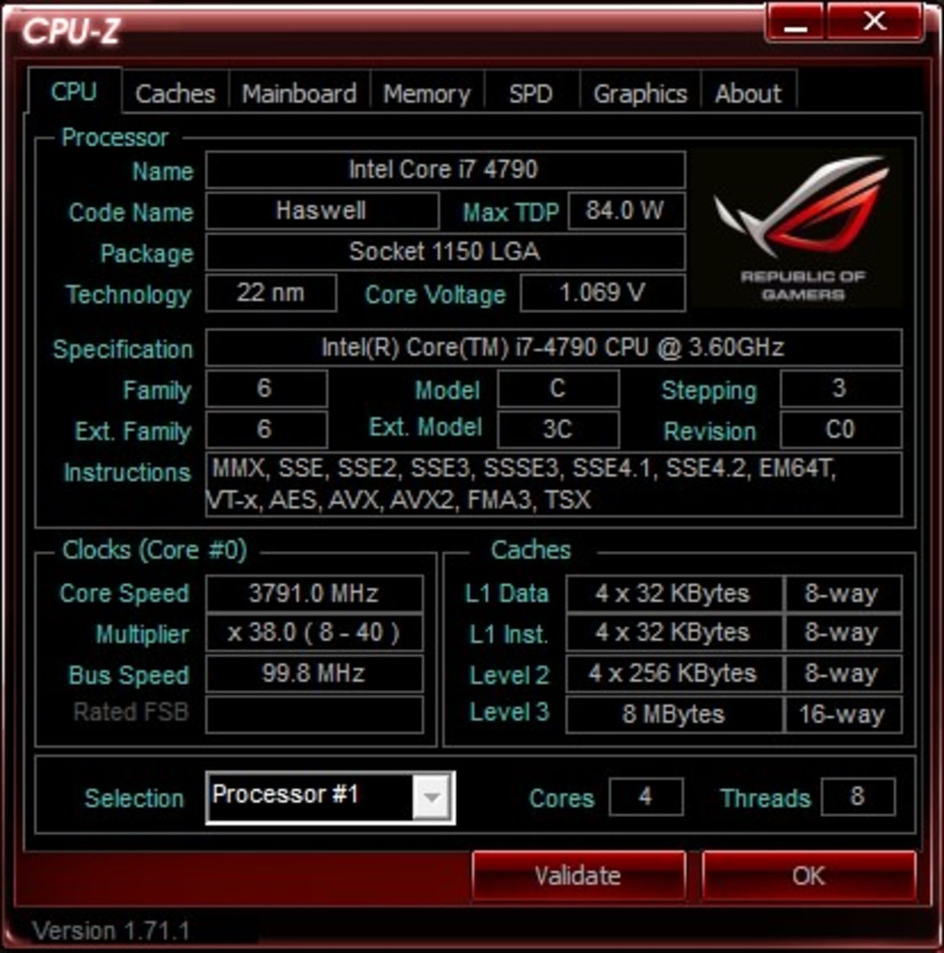 ASUS ROG G20 CPU-Z CPU