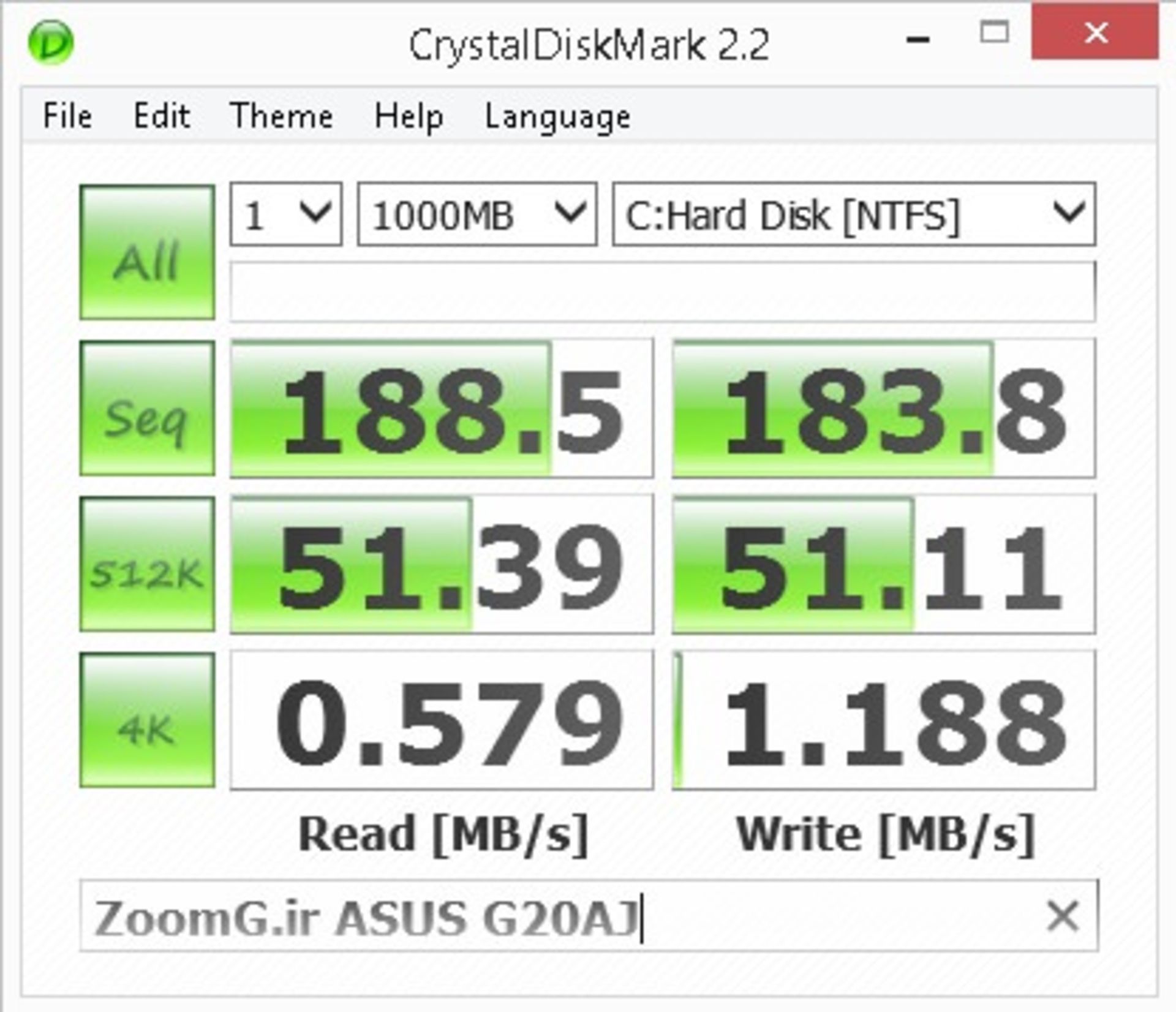 ASUS ROG G20 CrystalDiskMark