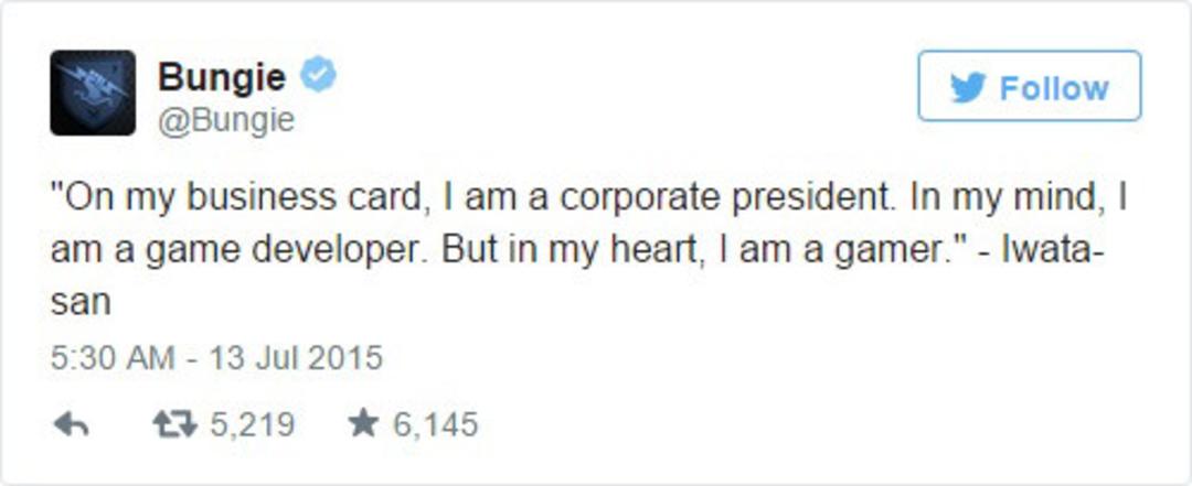 Game industry respect to Iwata