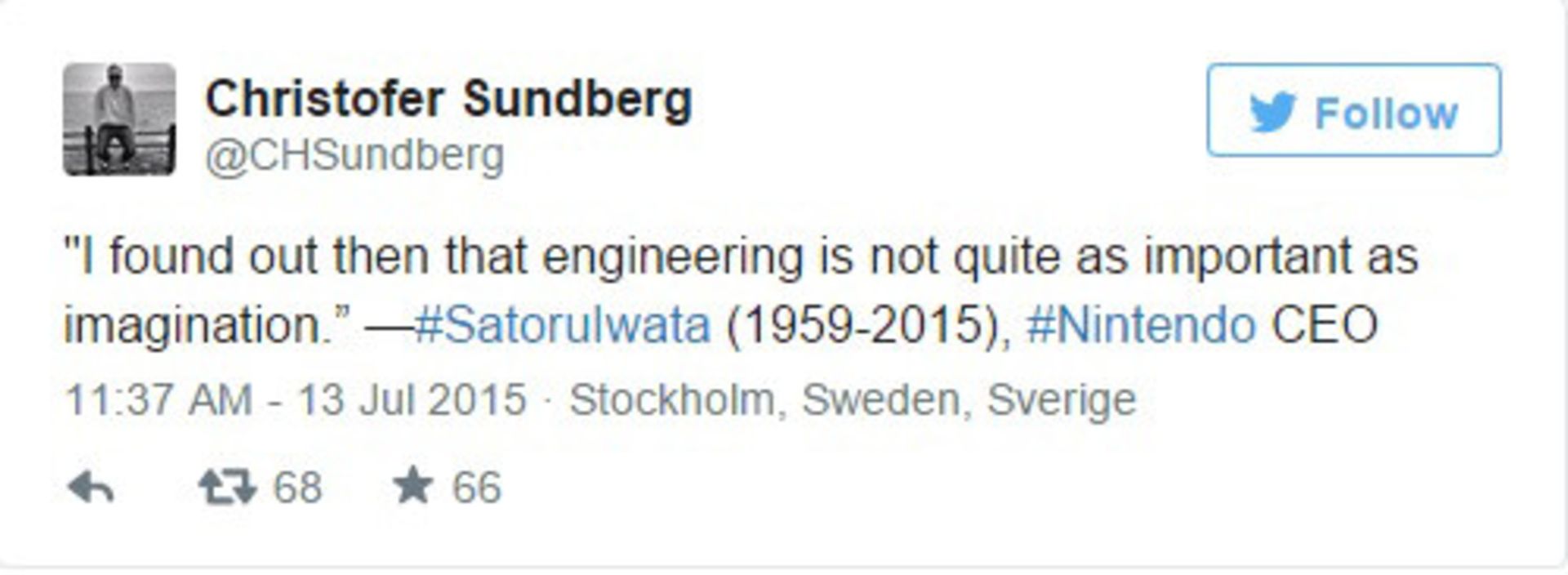 Game industry respect to Iwata