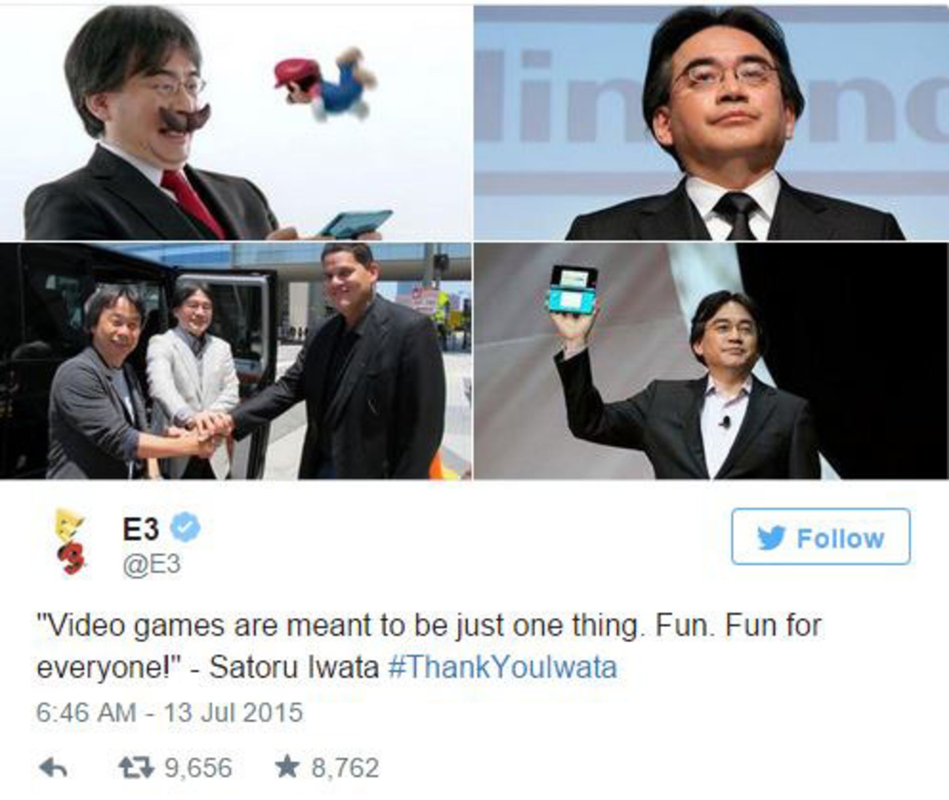 Game industry respect to Iwata