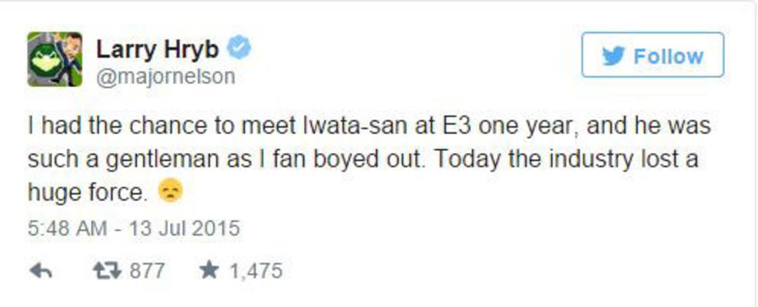 Game industry respect to Iwata