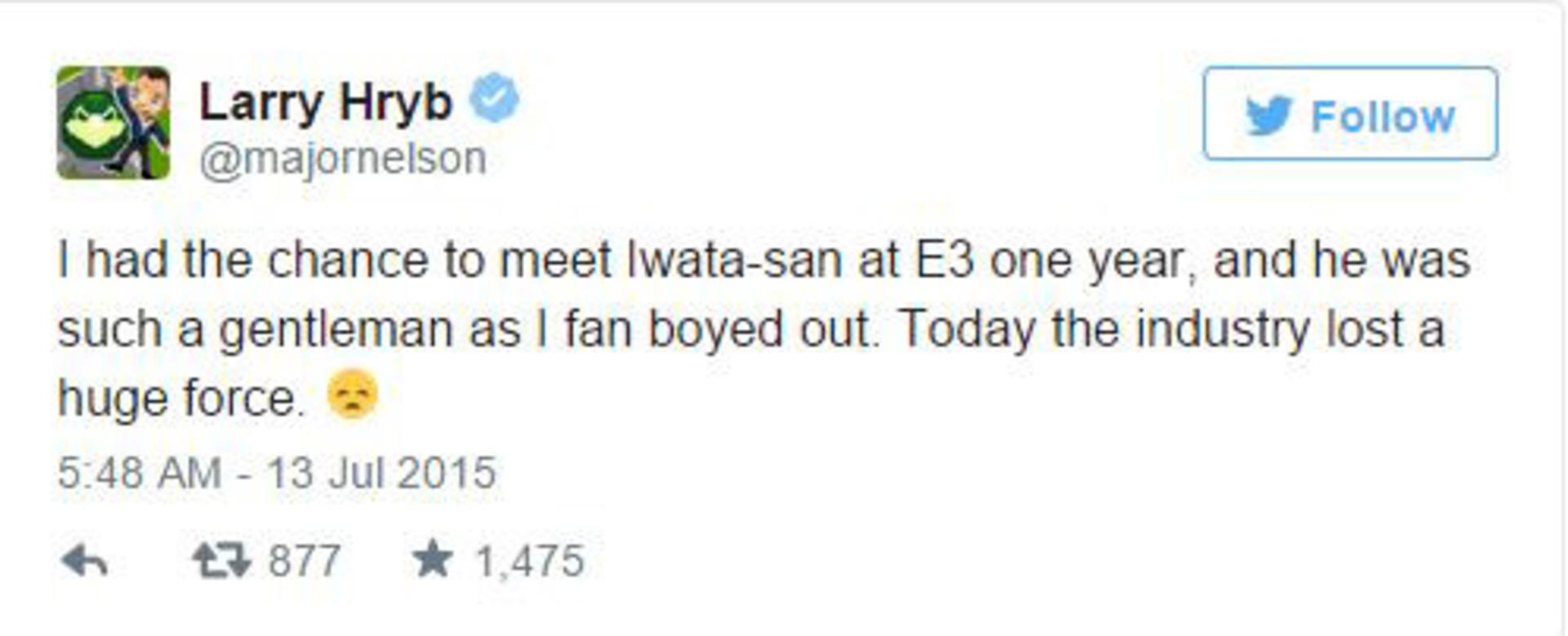 Game industry respect to Iwata