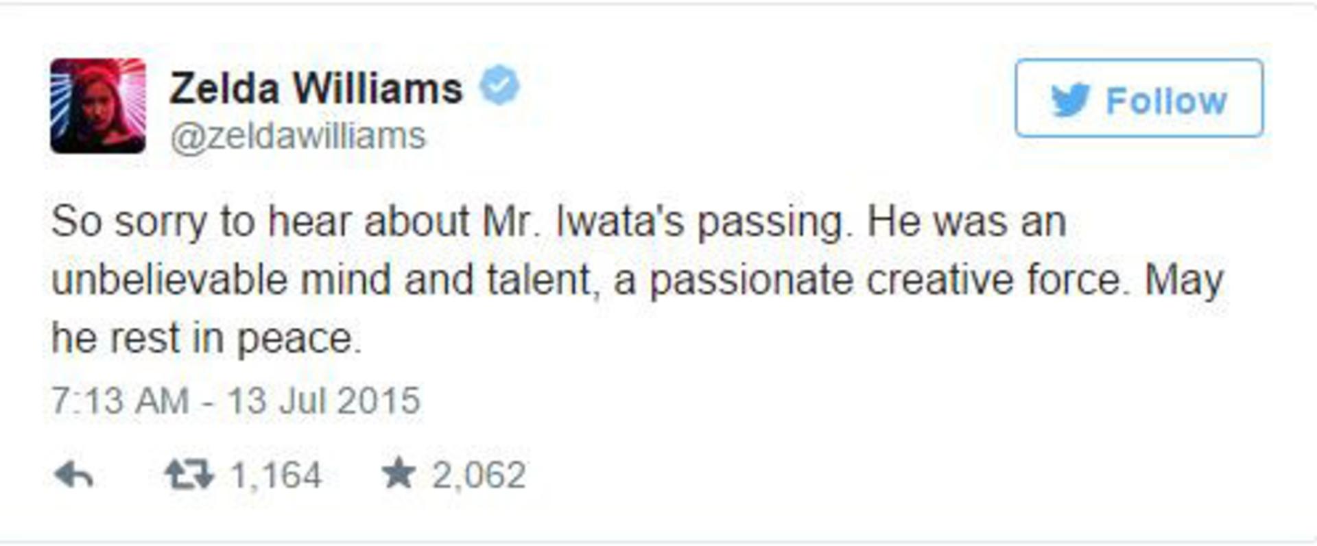 Game industry respect to Iwata