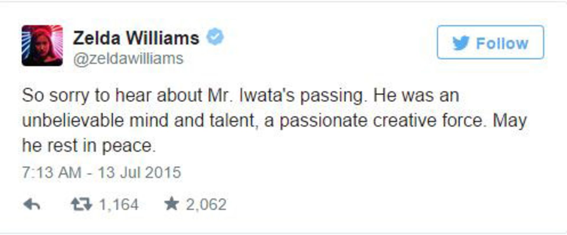 Game industry respect to Iwata
