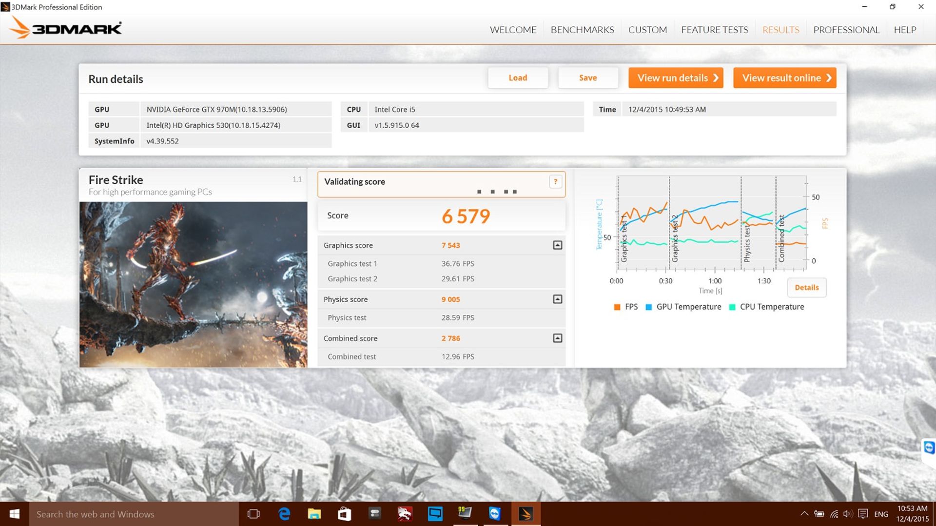 3DMARK FireStrike MSI GS60