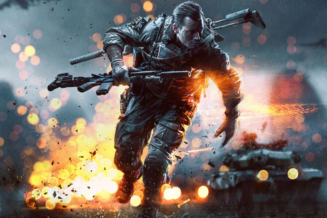 سربازی در حال دویدن در مجموعه Battlefield