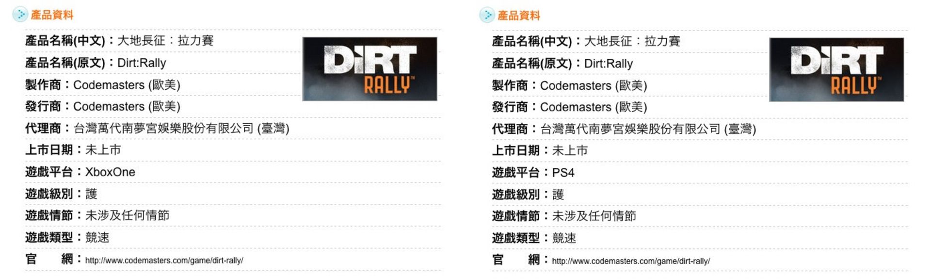dirt rally ps4 Xbox One taiwan rating screenshot