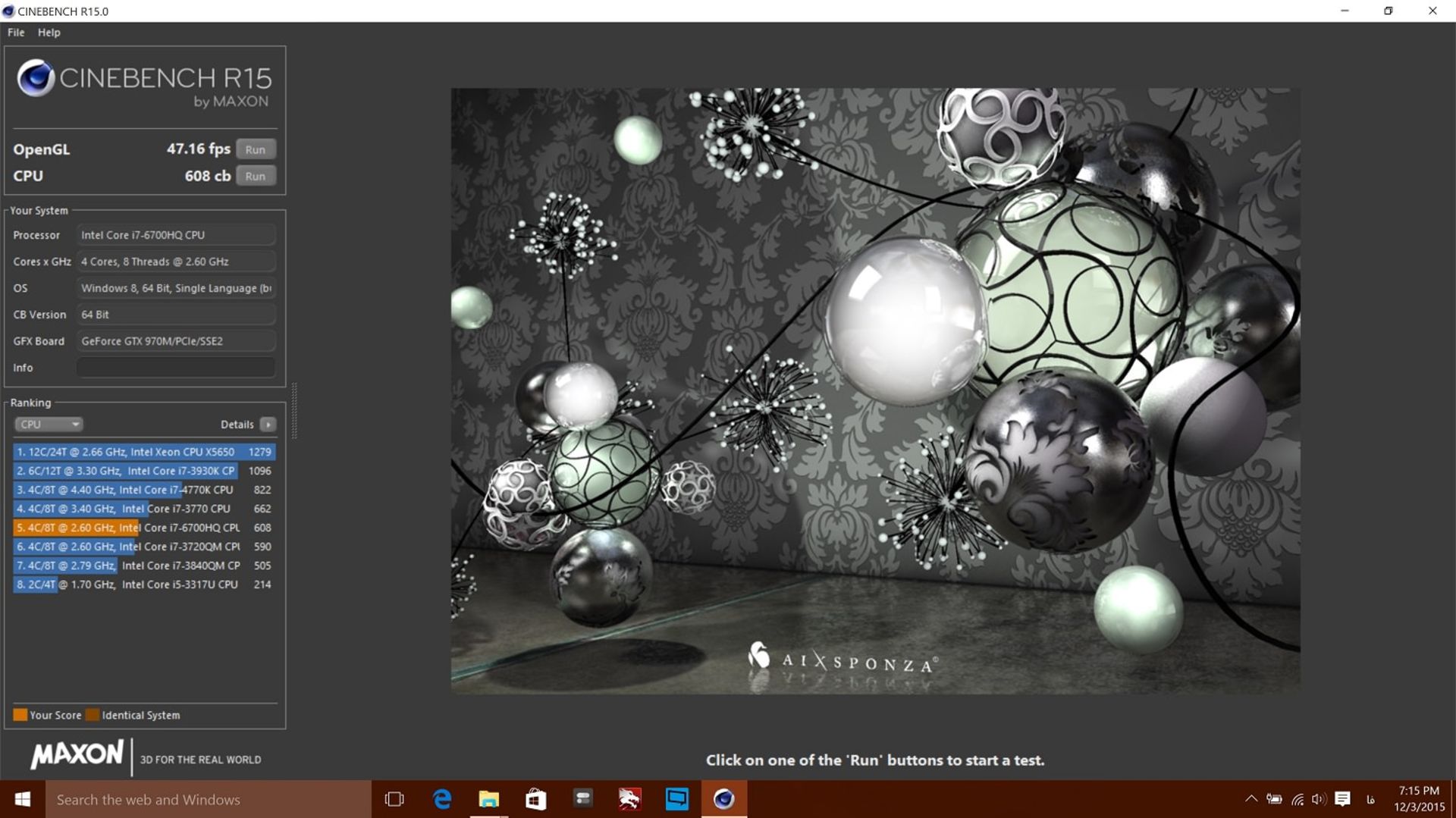 MSI Cinebench R15.0 1500