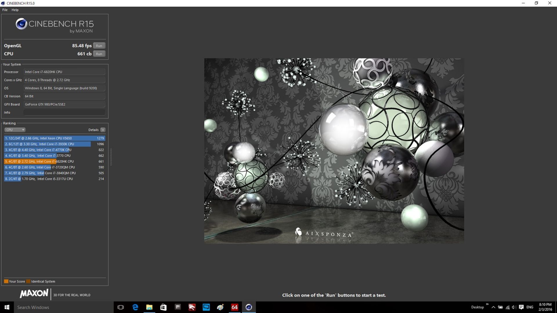 Zoomg MSI GT72S Cinebench 15