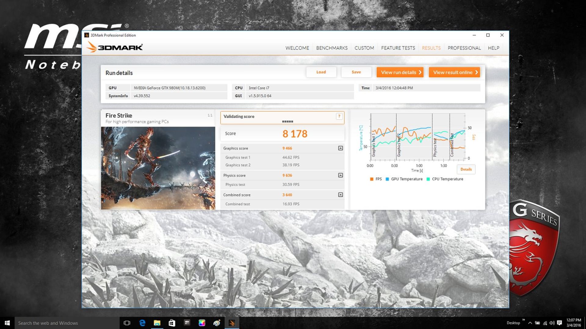 3DMARK 2013 MSI GT72S