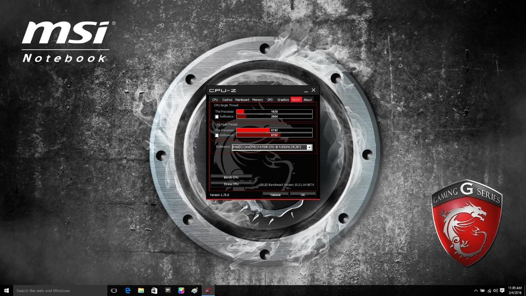 Zoomg MSI GT72 CPUZ Bench