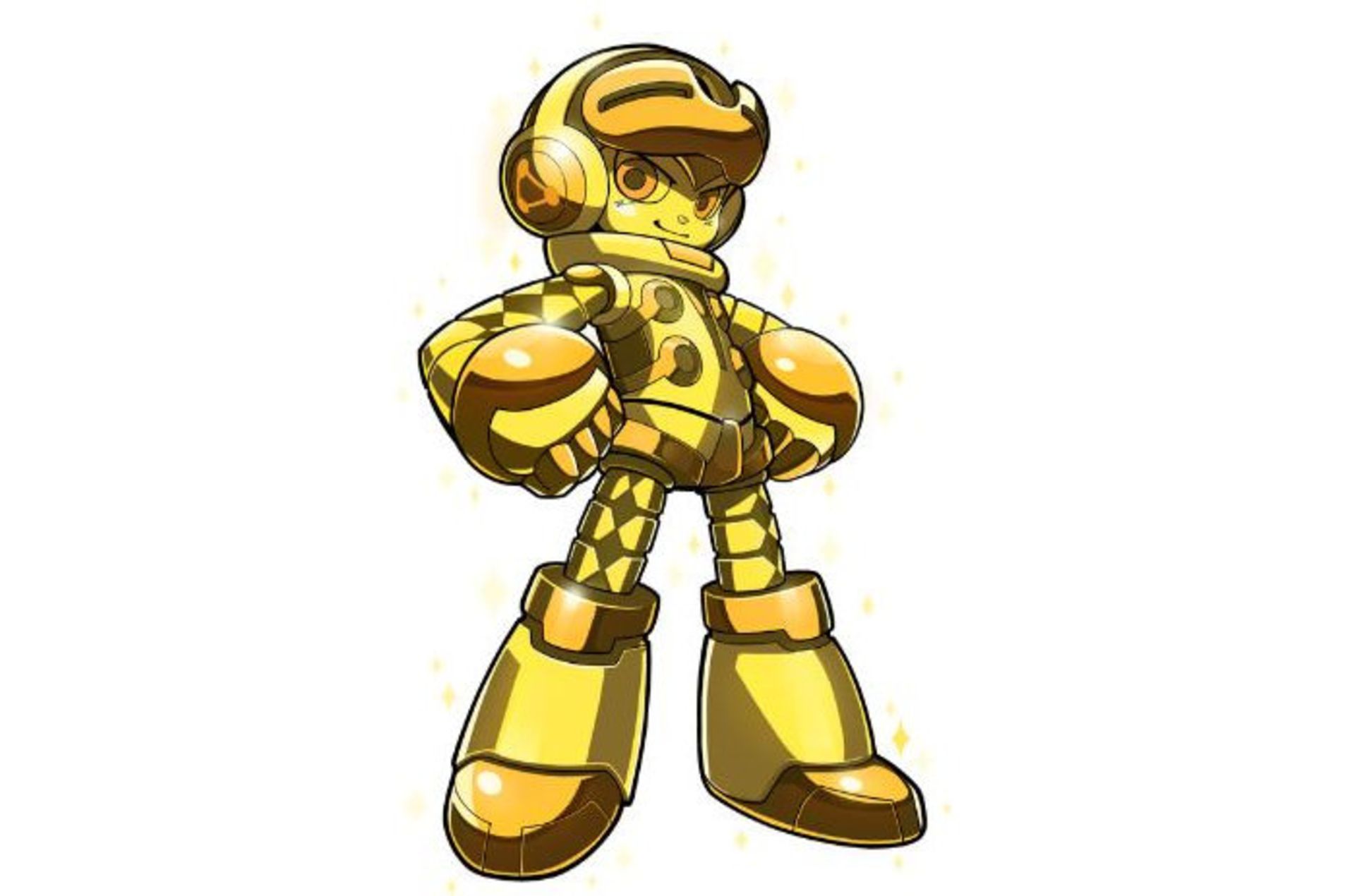طراحی طلایی‌رنگ Beck (شخصیت اصلی Mighty No. 9)، به مناسبت گلد شدن بازی (اتمام ساخت آن)