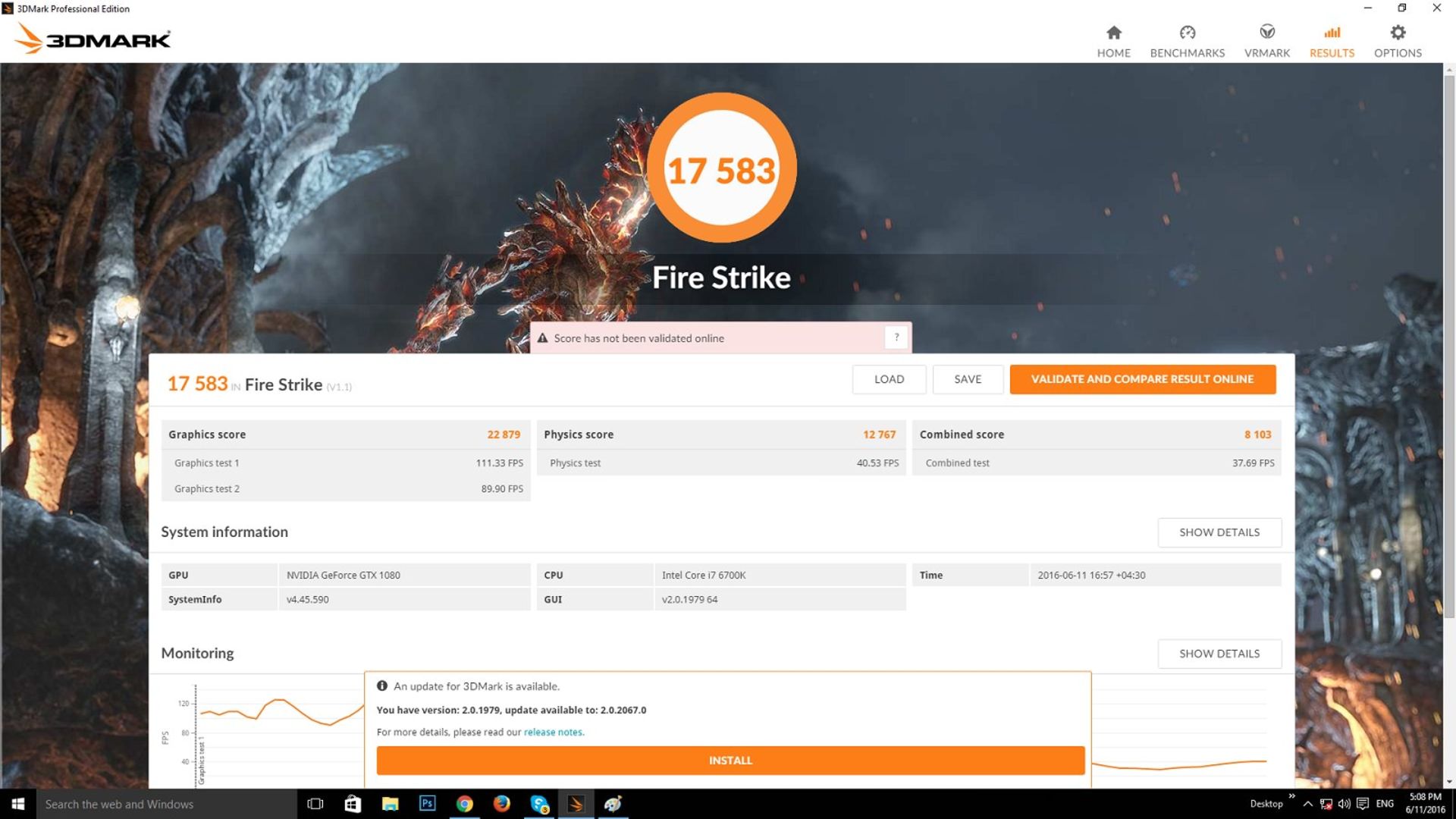 3dmark 2013 fireStrike 6700