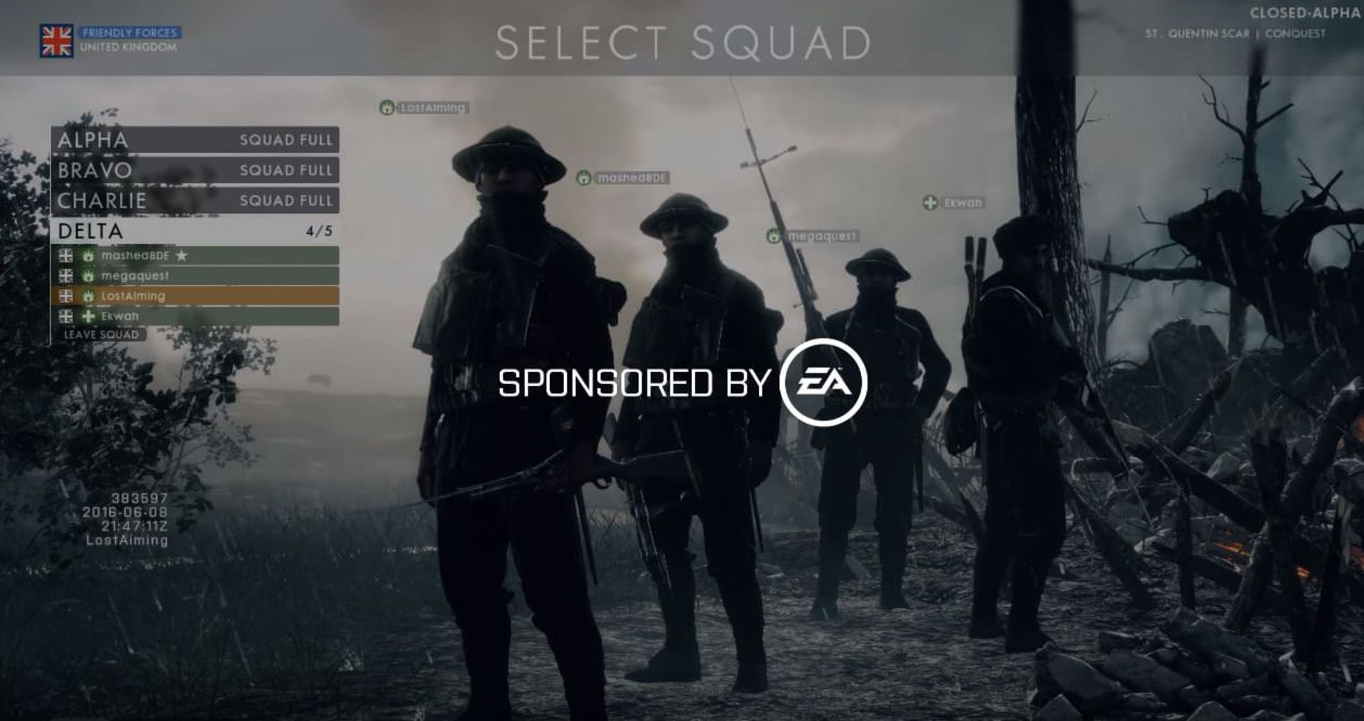 صفحه‌ی مربوط به انتخاب نیرو در بازی Battlefield 1