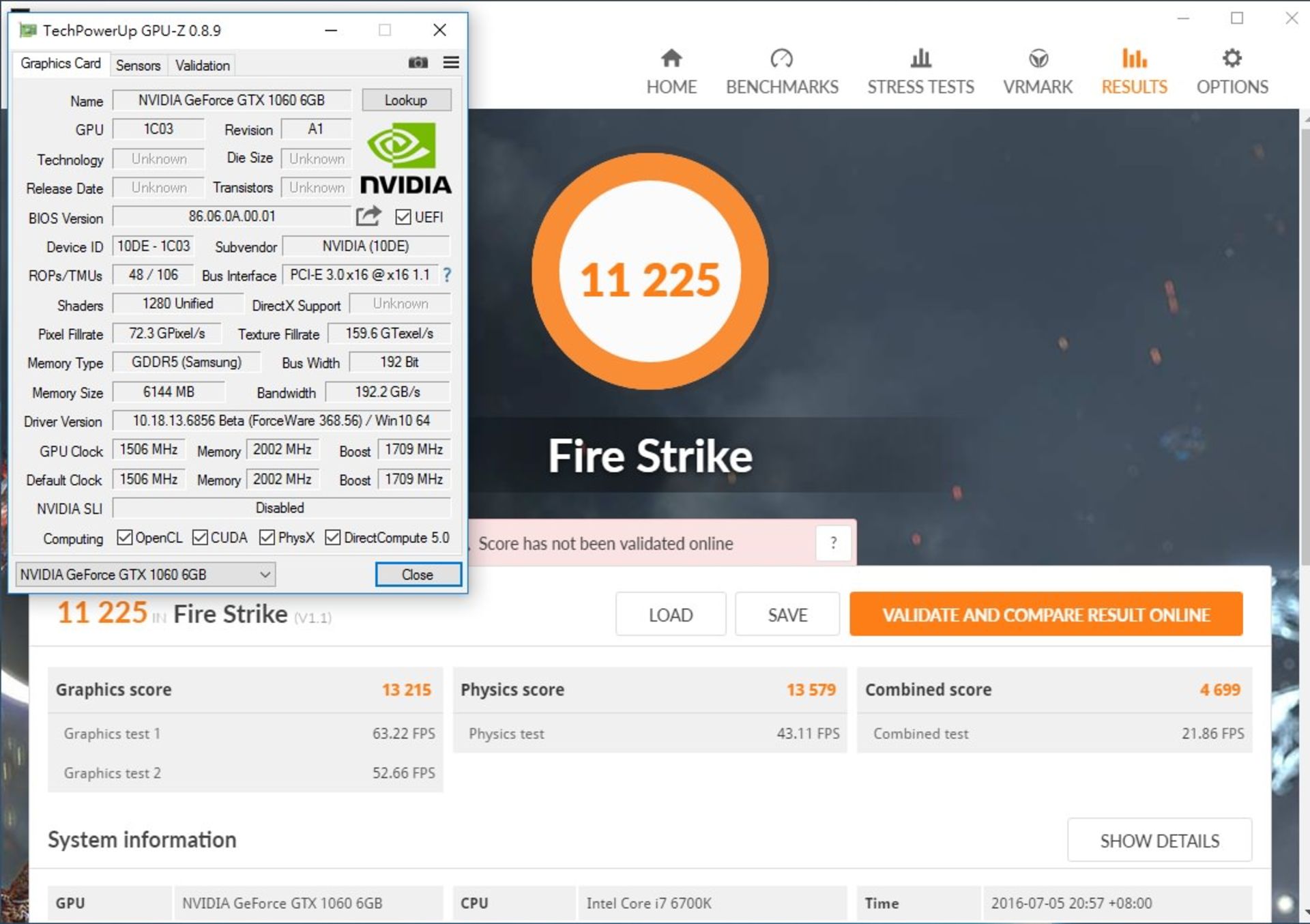 ZoomG GTX 1060 3DMARK Firestike