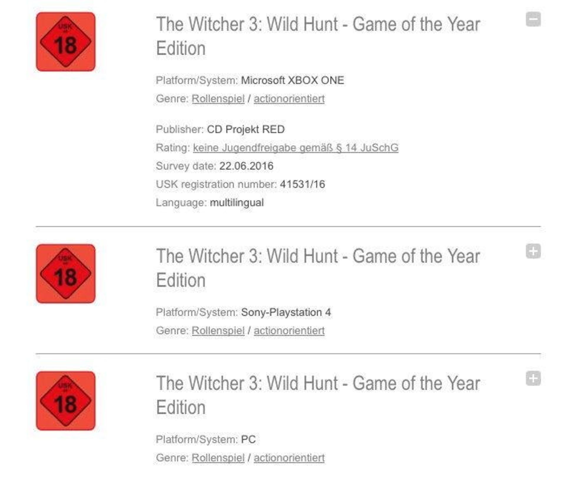رده بندی نسخه game of the year بازی witcher 3