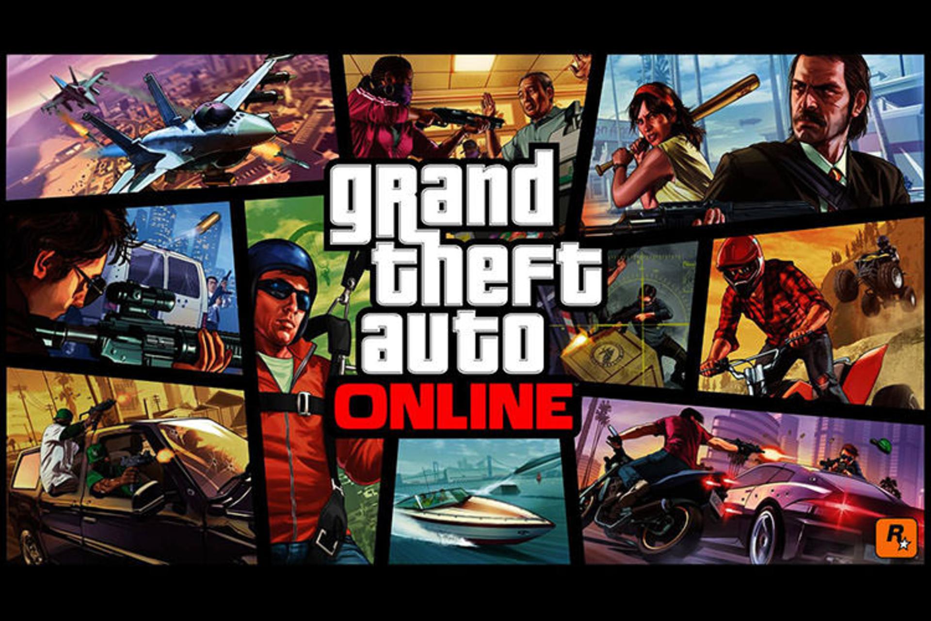 لوگو GTA Online به همراه کاراکترهای آن