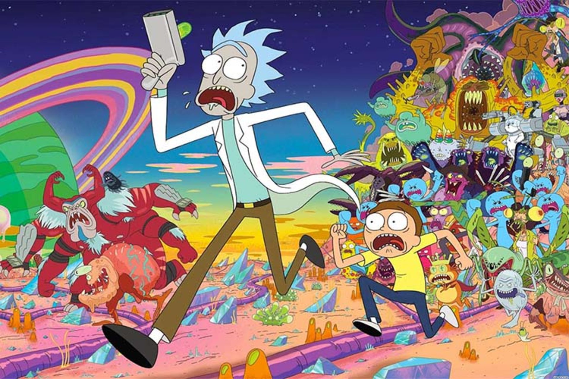 Rick and Morty در حال فرار از دست موجودات عجیب و غریب