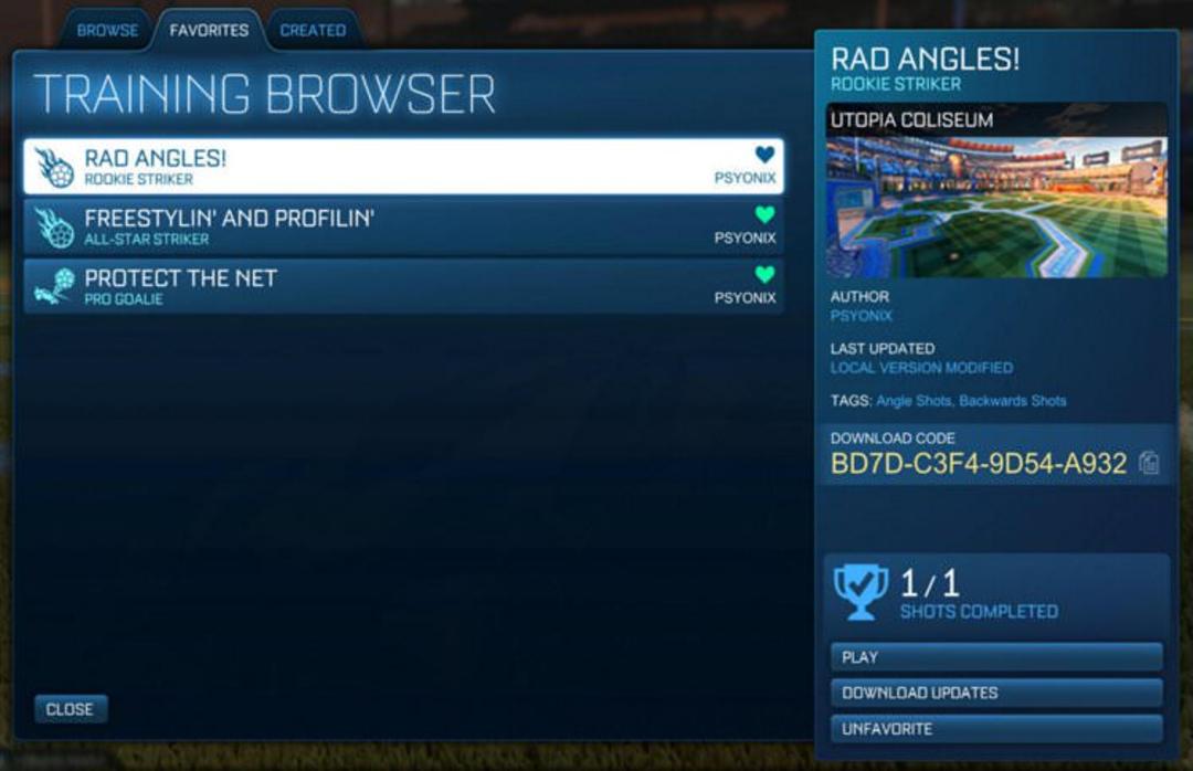 حالت Custom Training بازی Rocket League