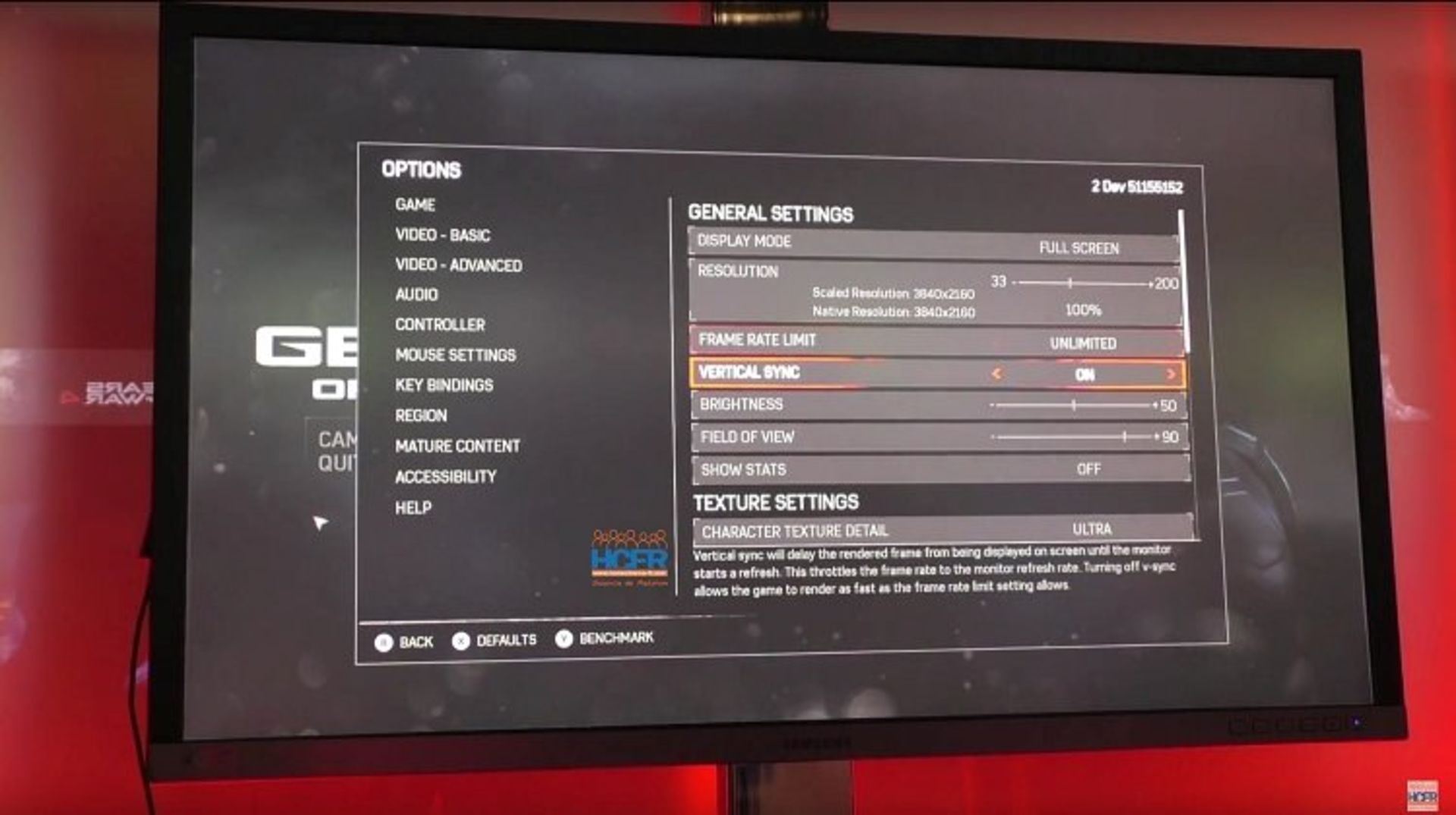 Gears of War 4 PC Menu