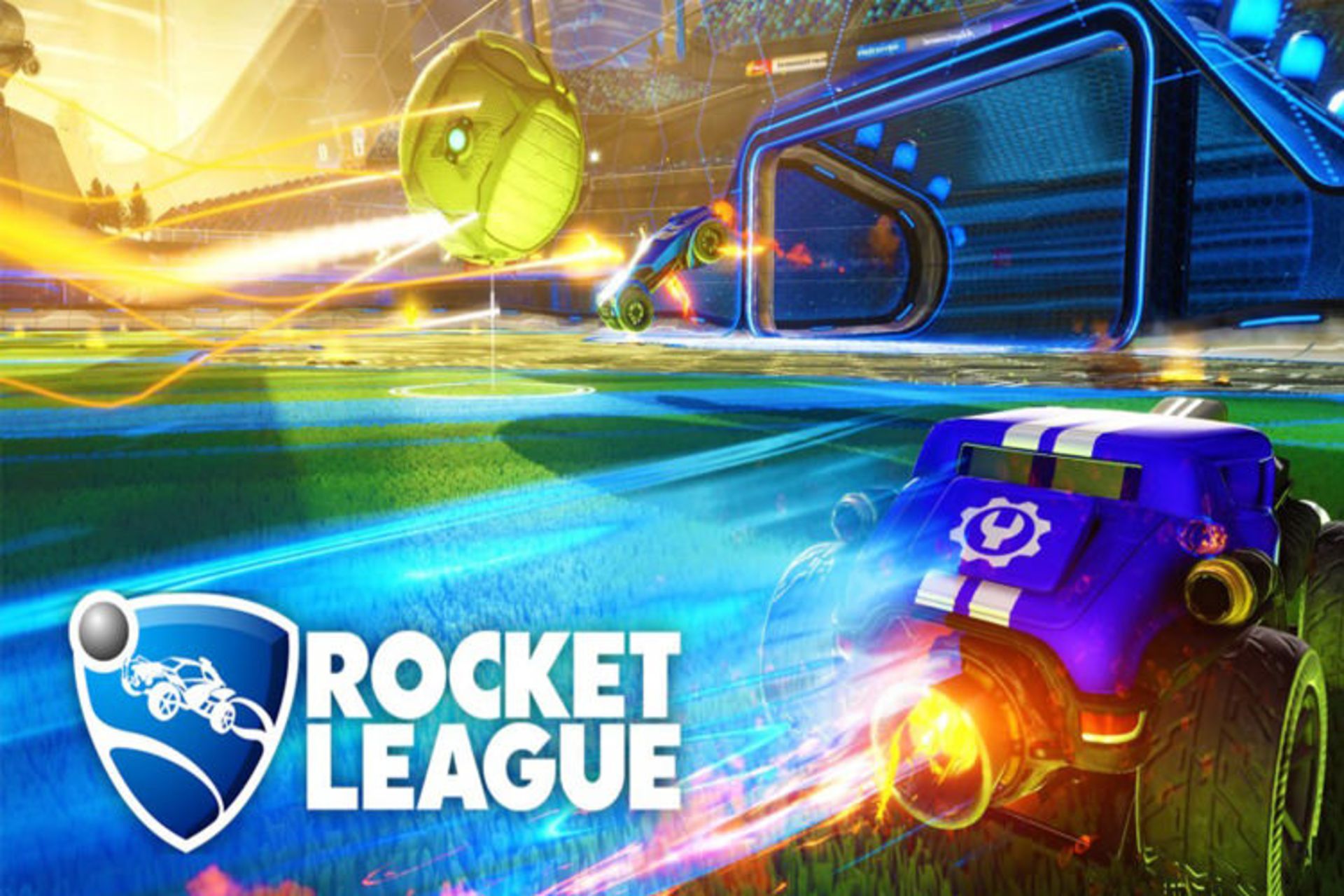 همکاری دو ماشین برای گل کردن توپ در بازی Rocket League