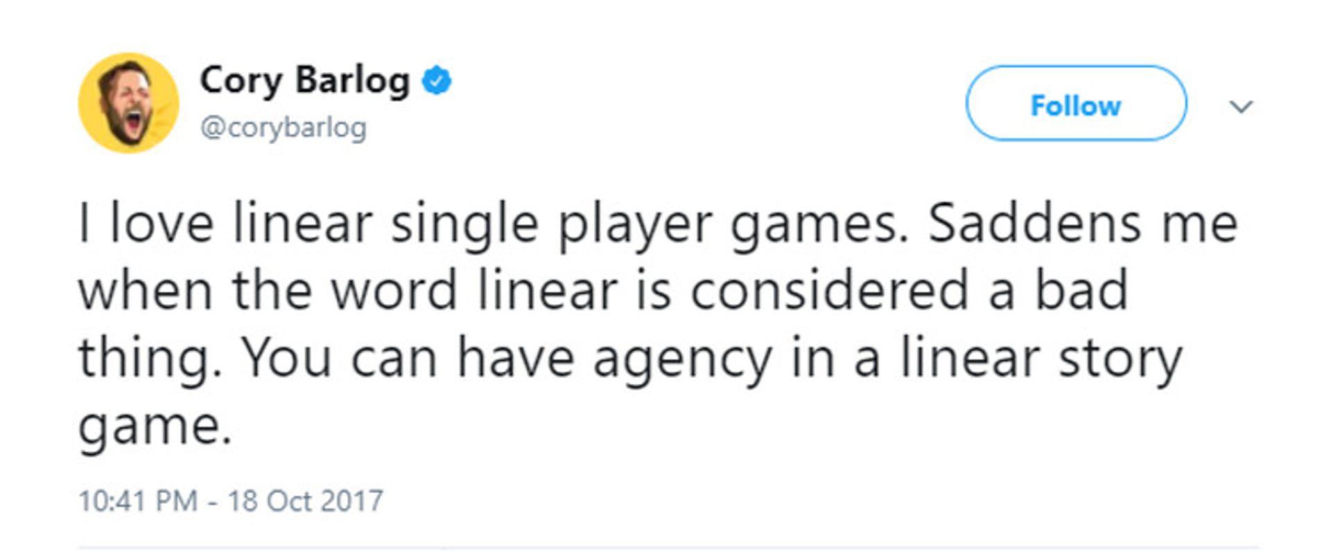  Cory Barlog Twitte