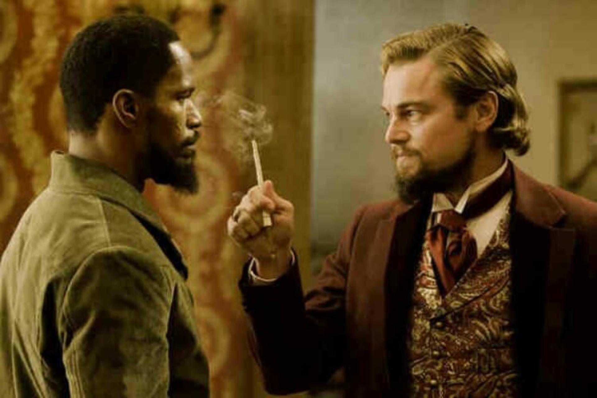  ليوناردو دی‌کاپریو و جیمی فاکس در فیلم Django Unchained 