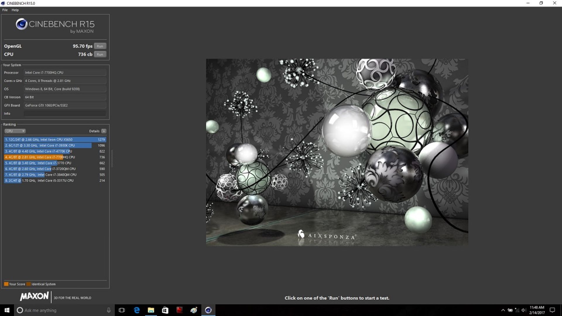 MSI GS73VR 7RF cinebench R15