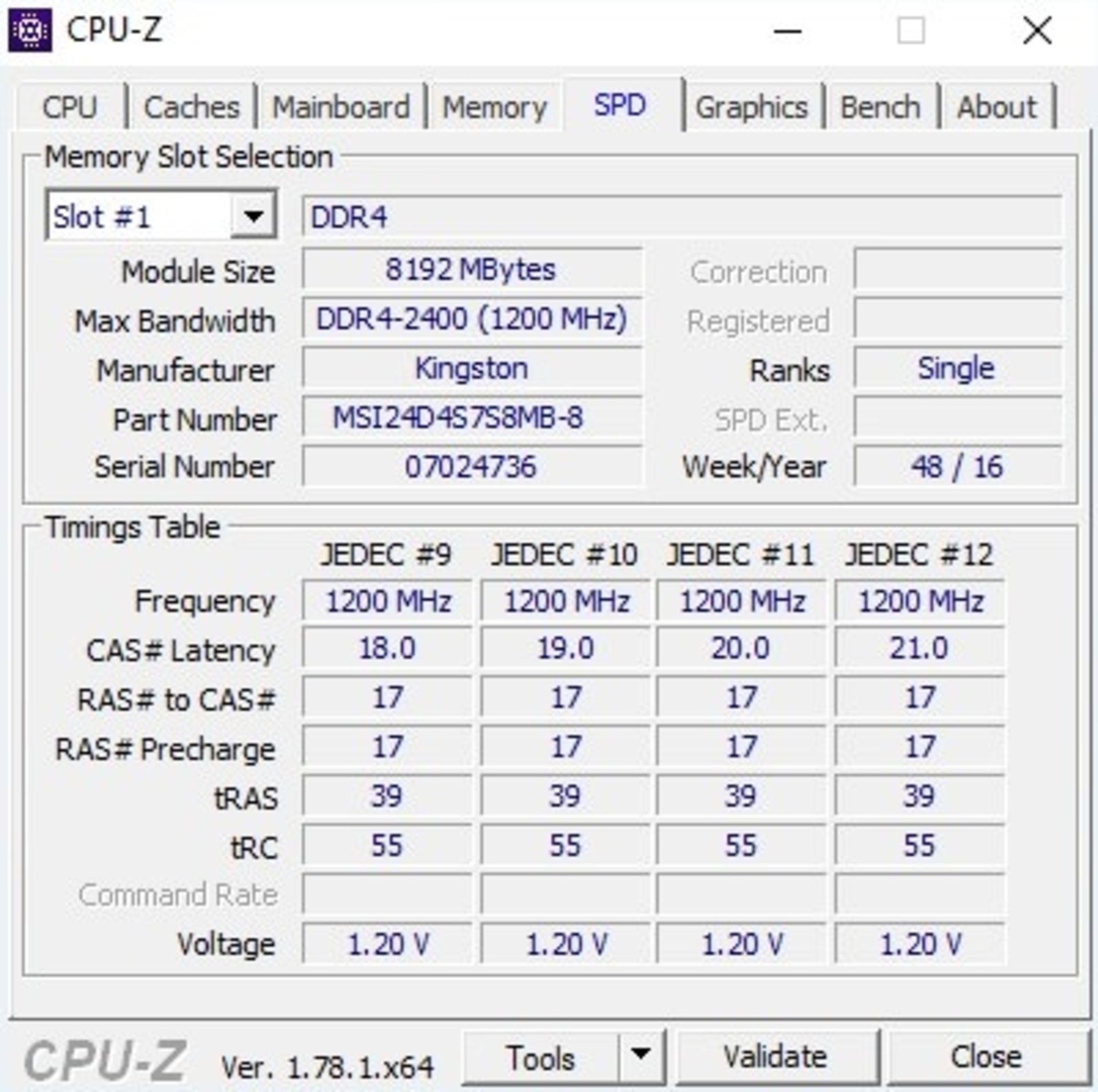 MSI GE62 7RE CPU-Z 2