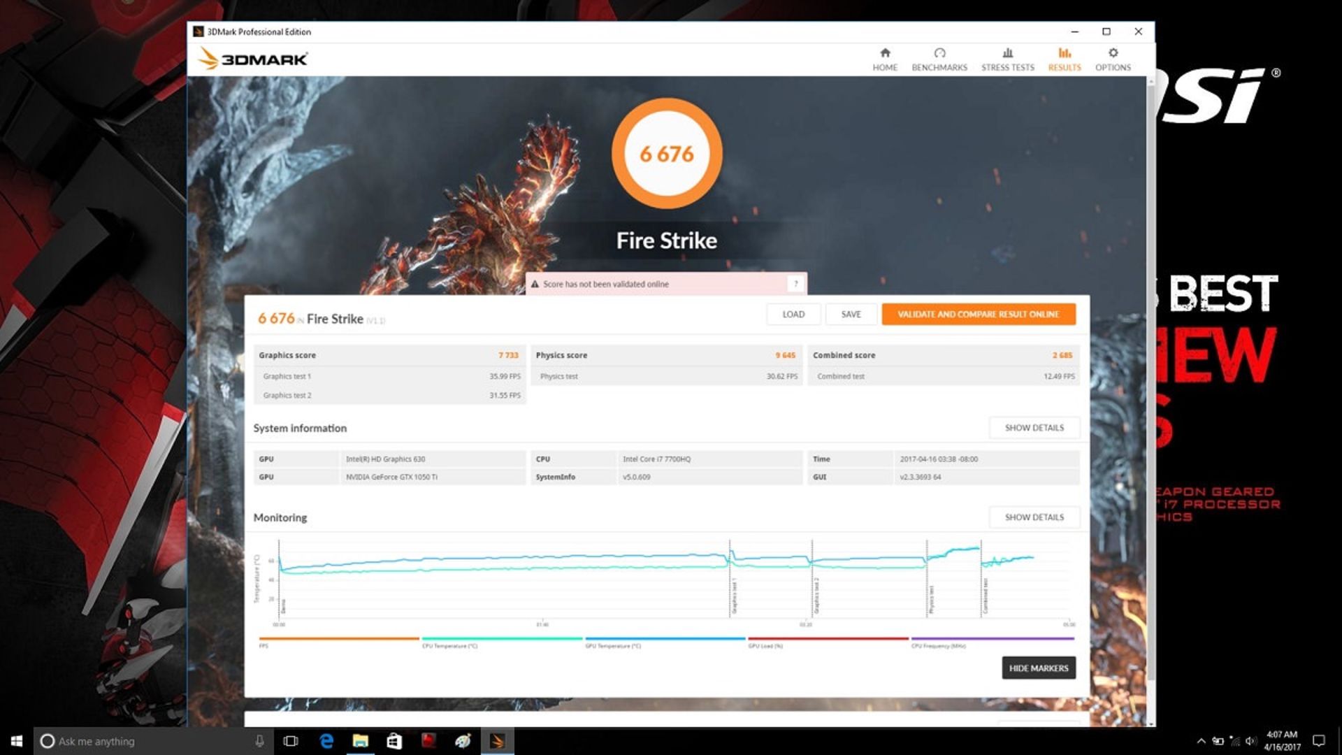 MSI GE62 7RE 3DMark 2013 Firestrike