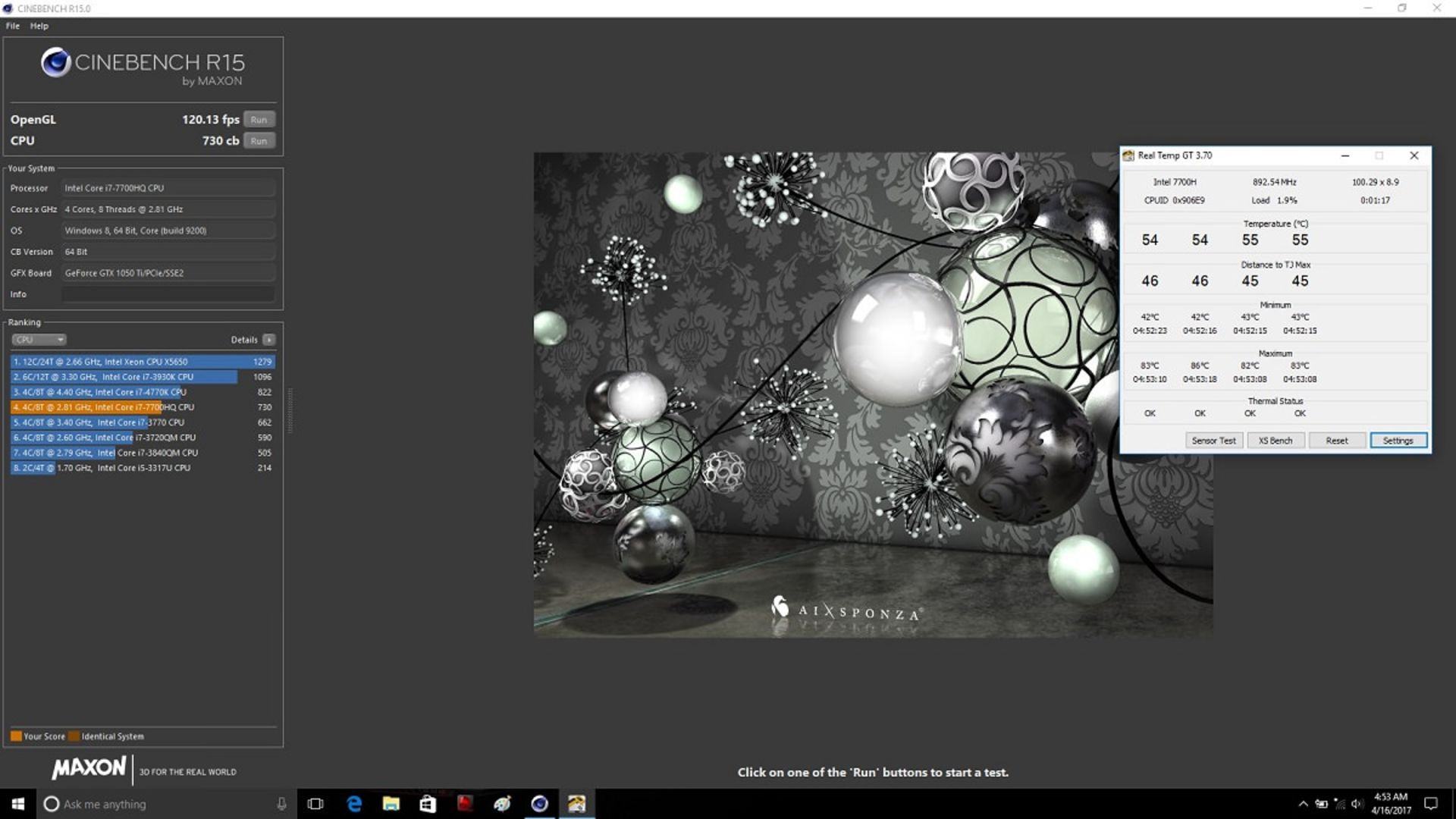 MSI GE62 7RE Cinebench ZoomG