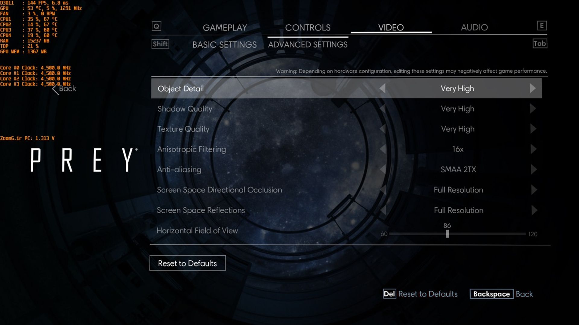 Prey Video Setting