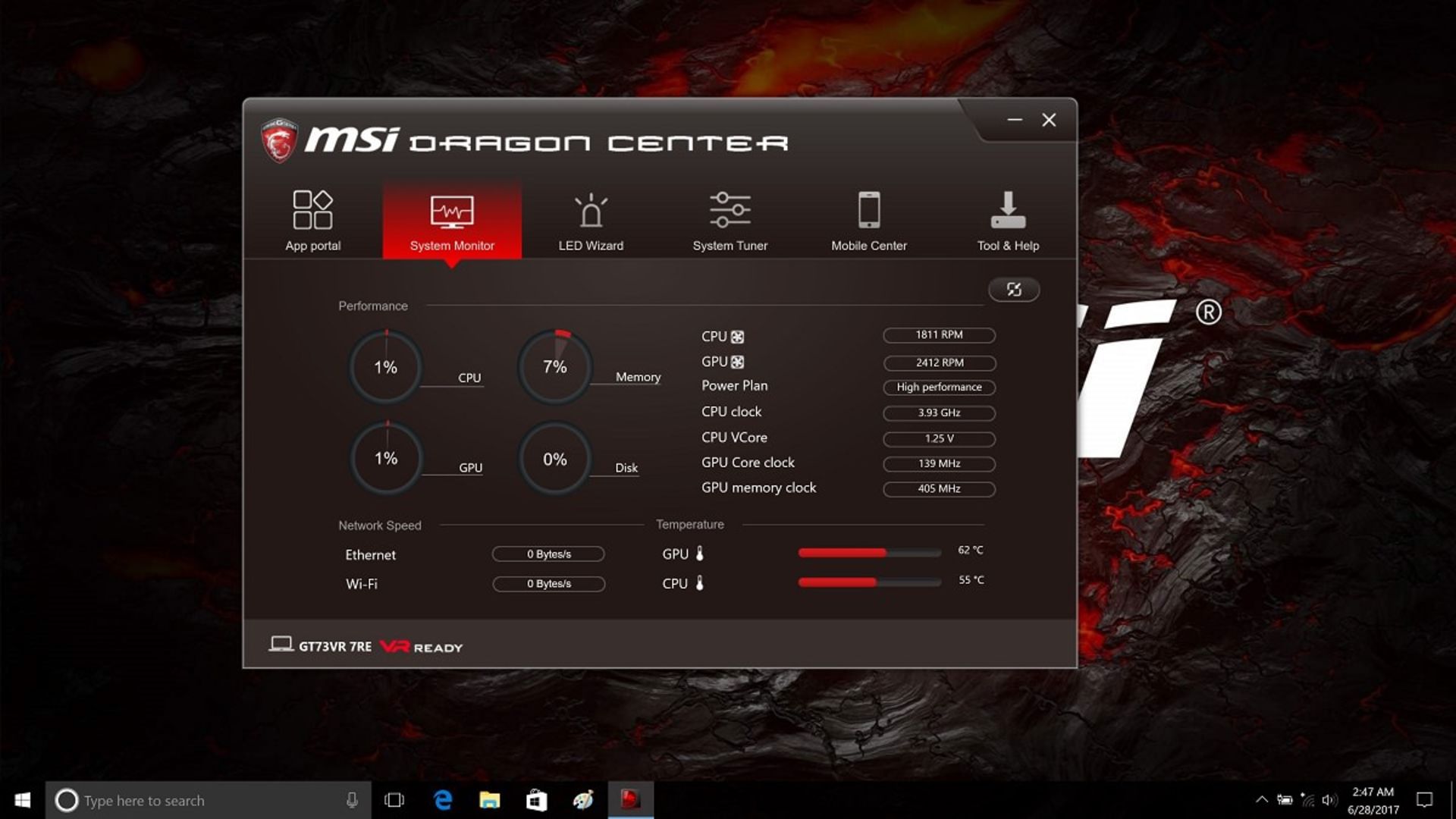 MSI Dragon Gaming Center - System Monitor