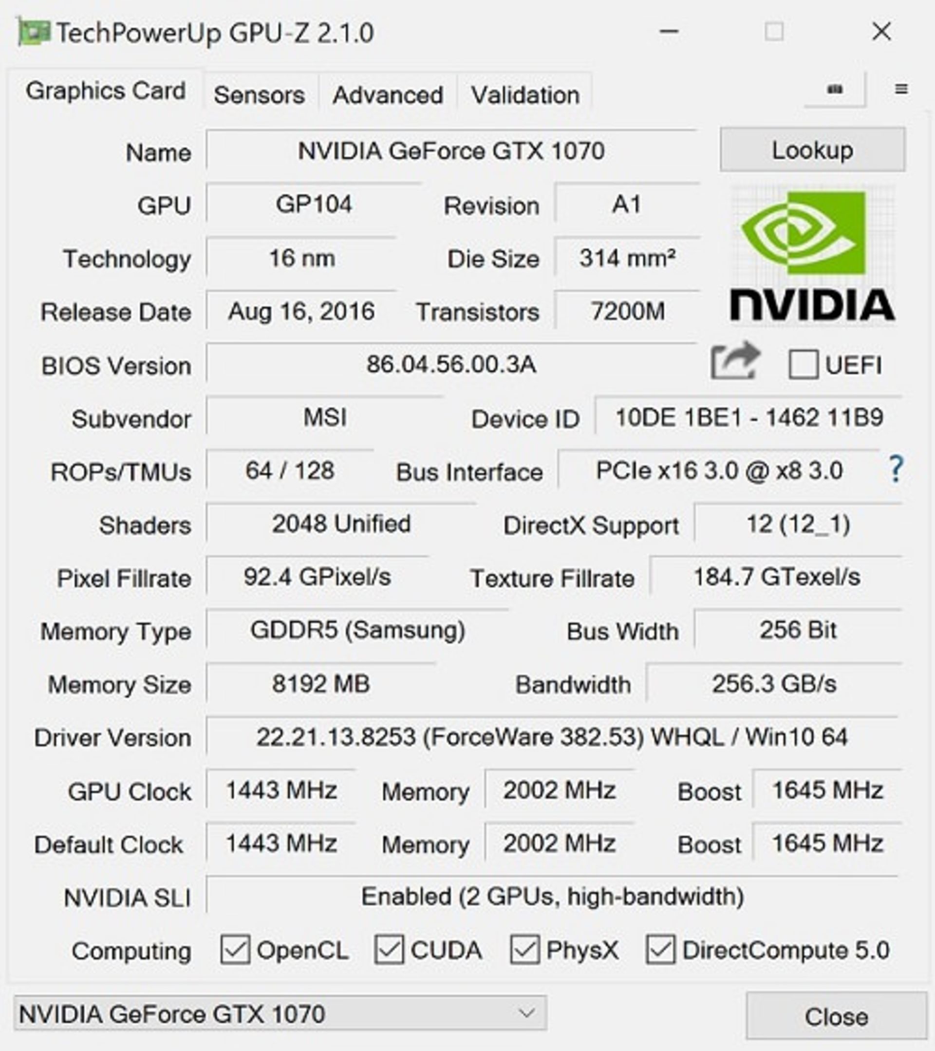 I GT73VR 7RE Titan SLI - GPU Z