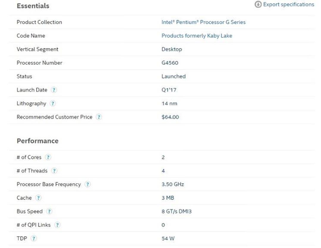 Intel Pentium G4560