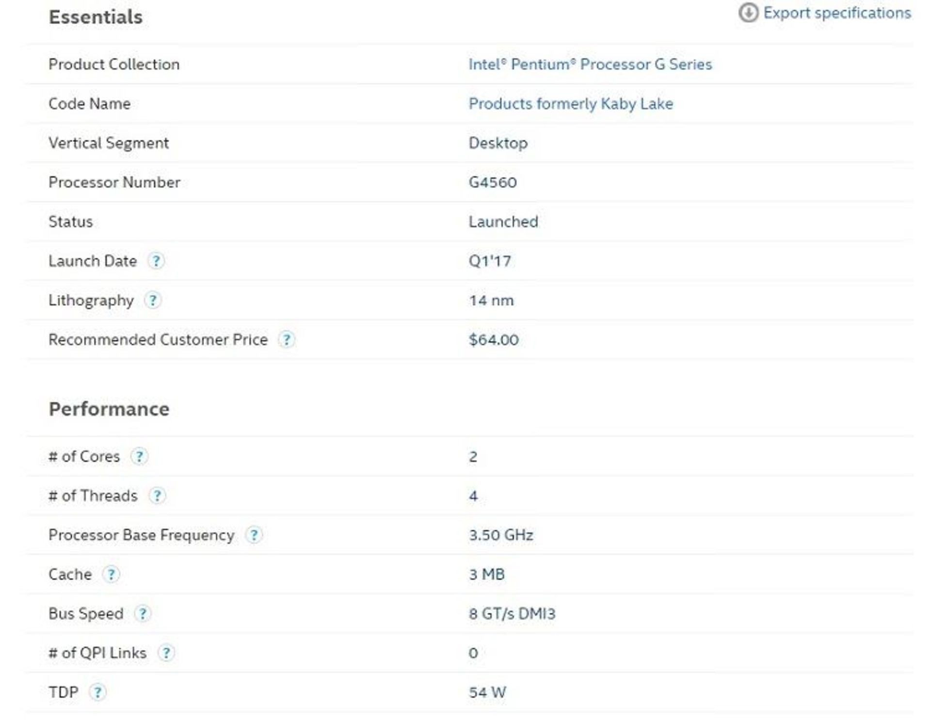 Intel Pentium G4560