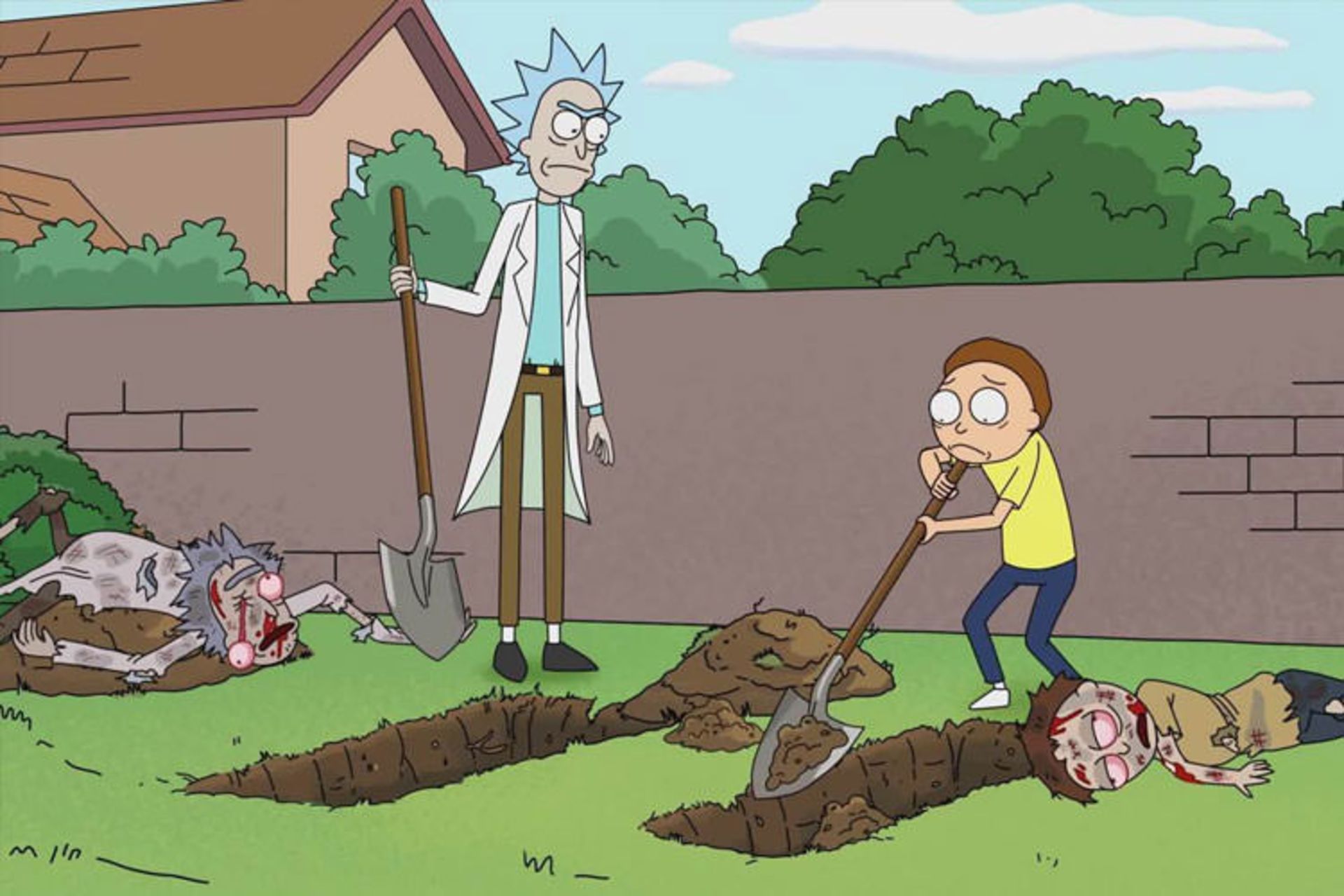 ریک و مورتی درحال کند قبر در سریال rick and morty