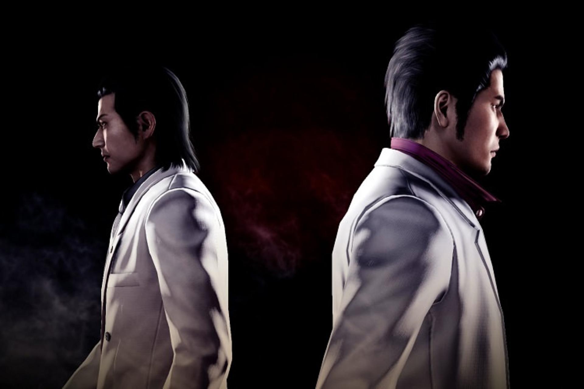 کازوما و نیشیکیاما پشت به هم در yakuza kiwami