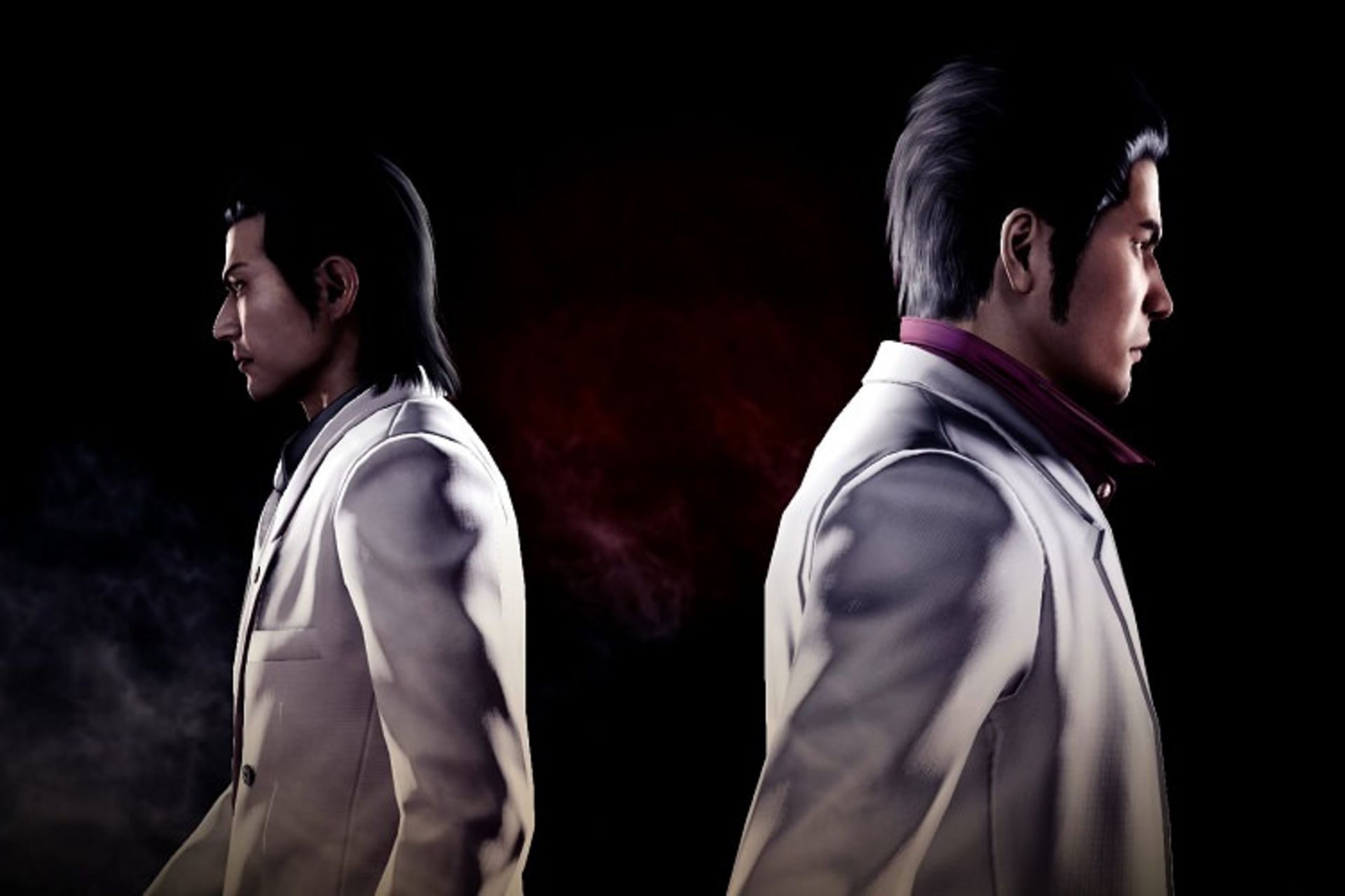 کازوما و نیشیکیاما پشت به هم در yakuza kiwami