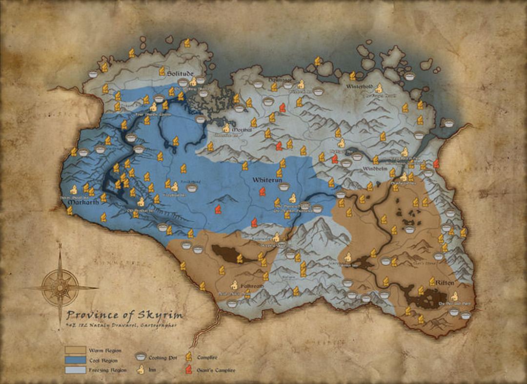 نقشه حالت Survival بازی Skyrim: Special Edition