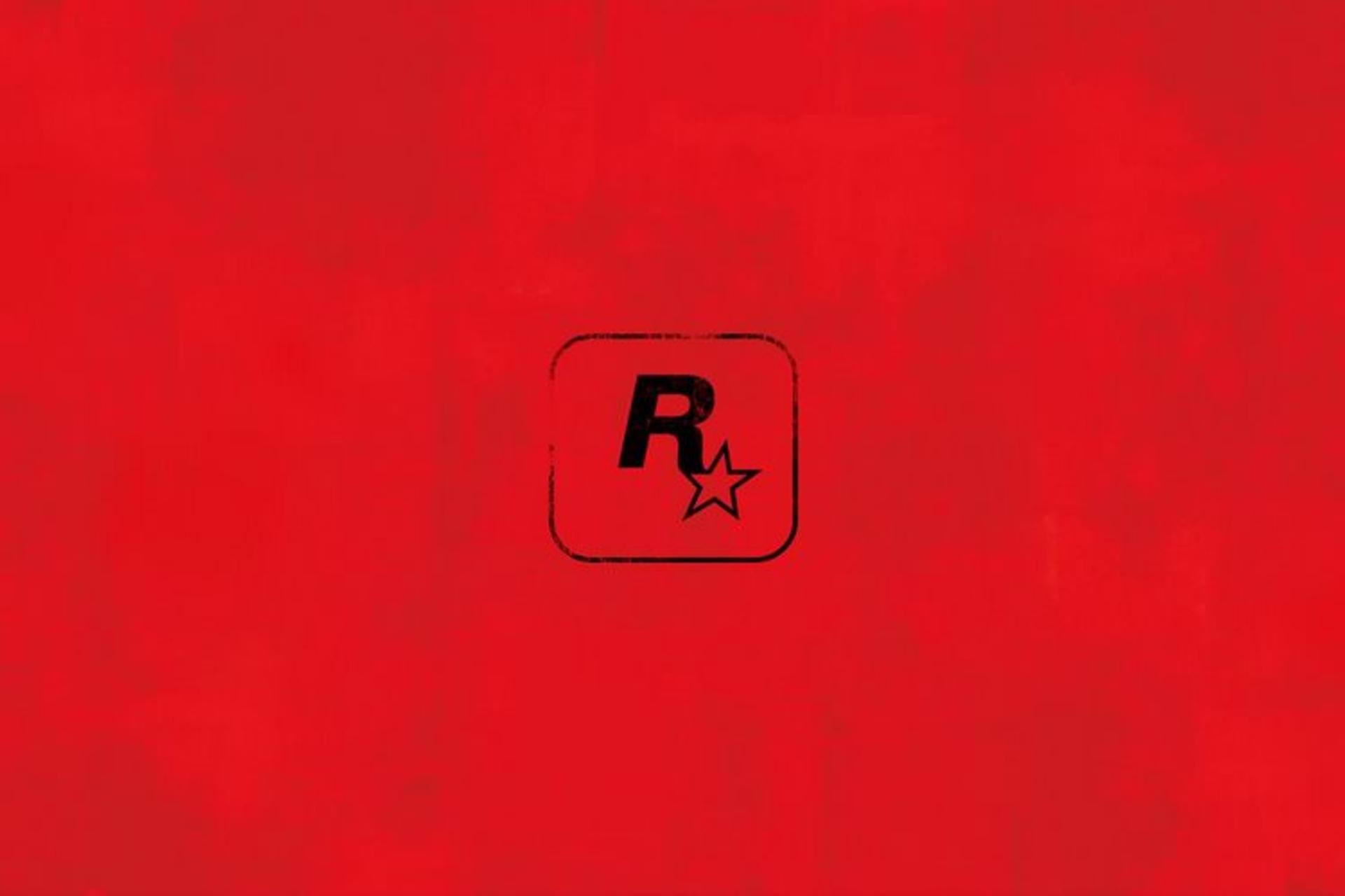 لوگو Rockstar Games روی بک گراند قرمز با رنگ سیاه