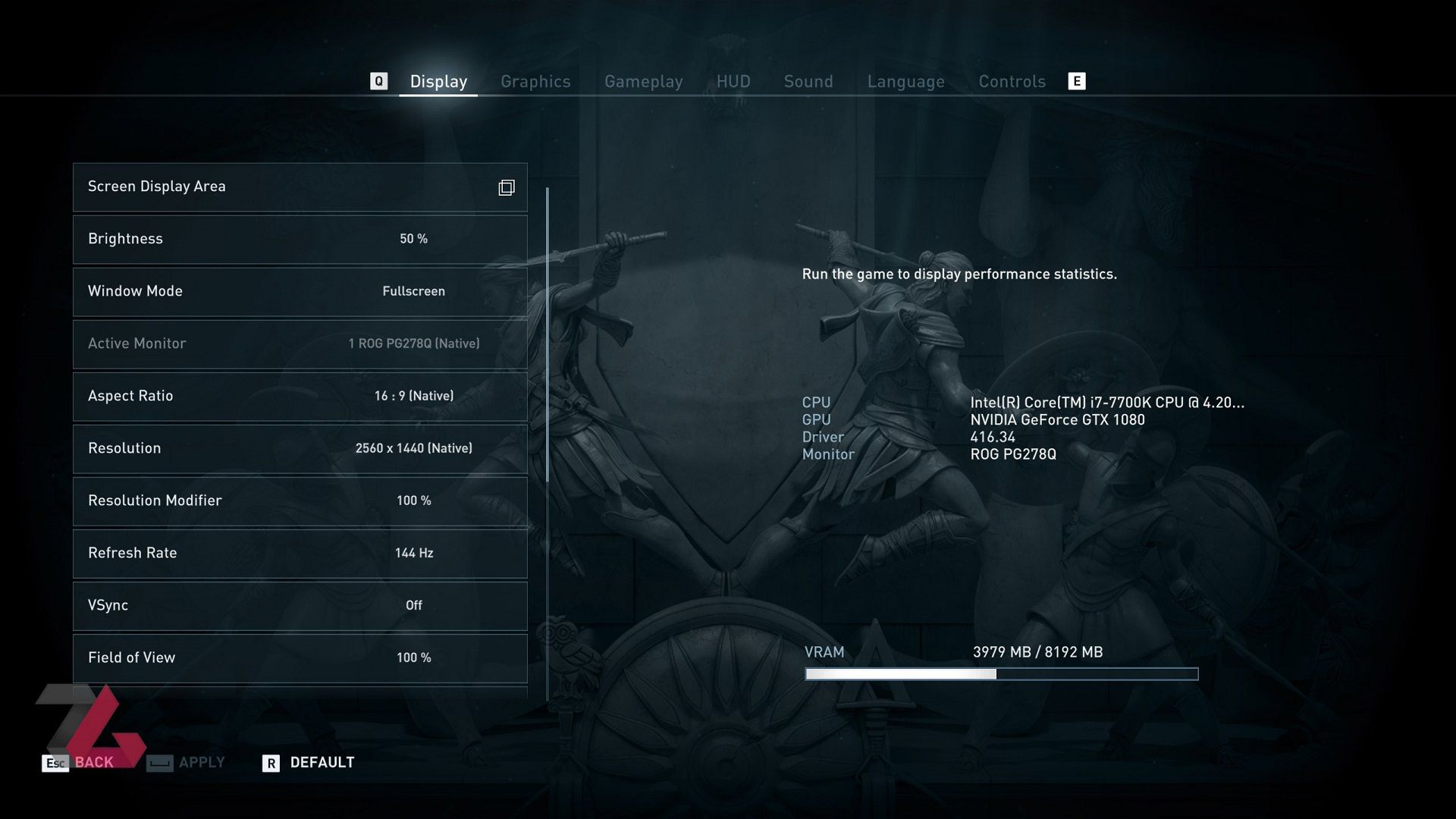 Assassins Creed: Odyssey Display Menu 1