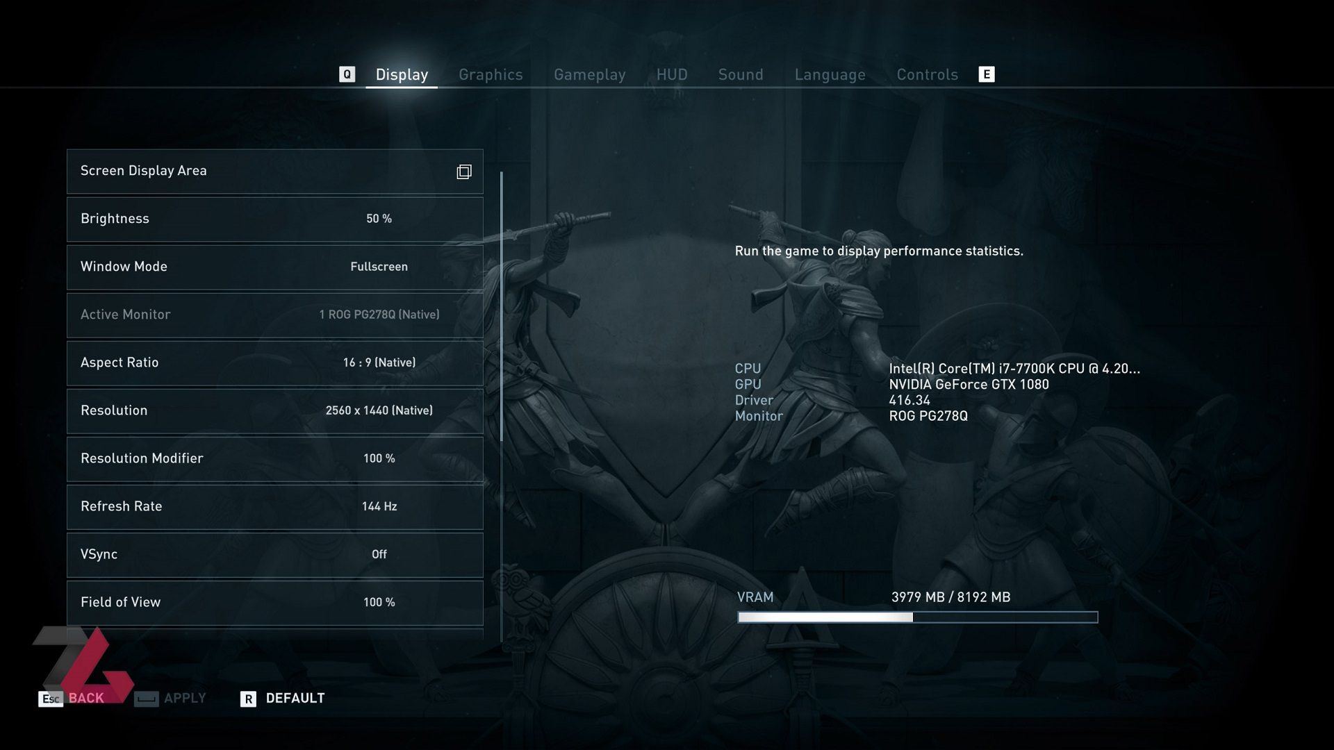 Assassins Creed: Odyssey Display Menu 1