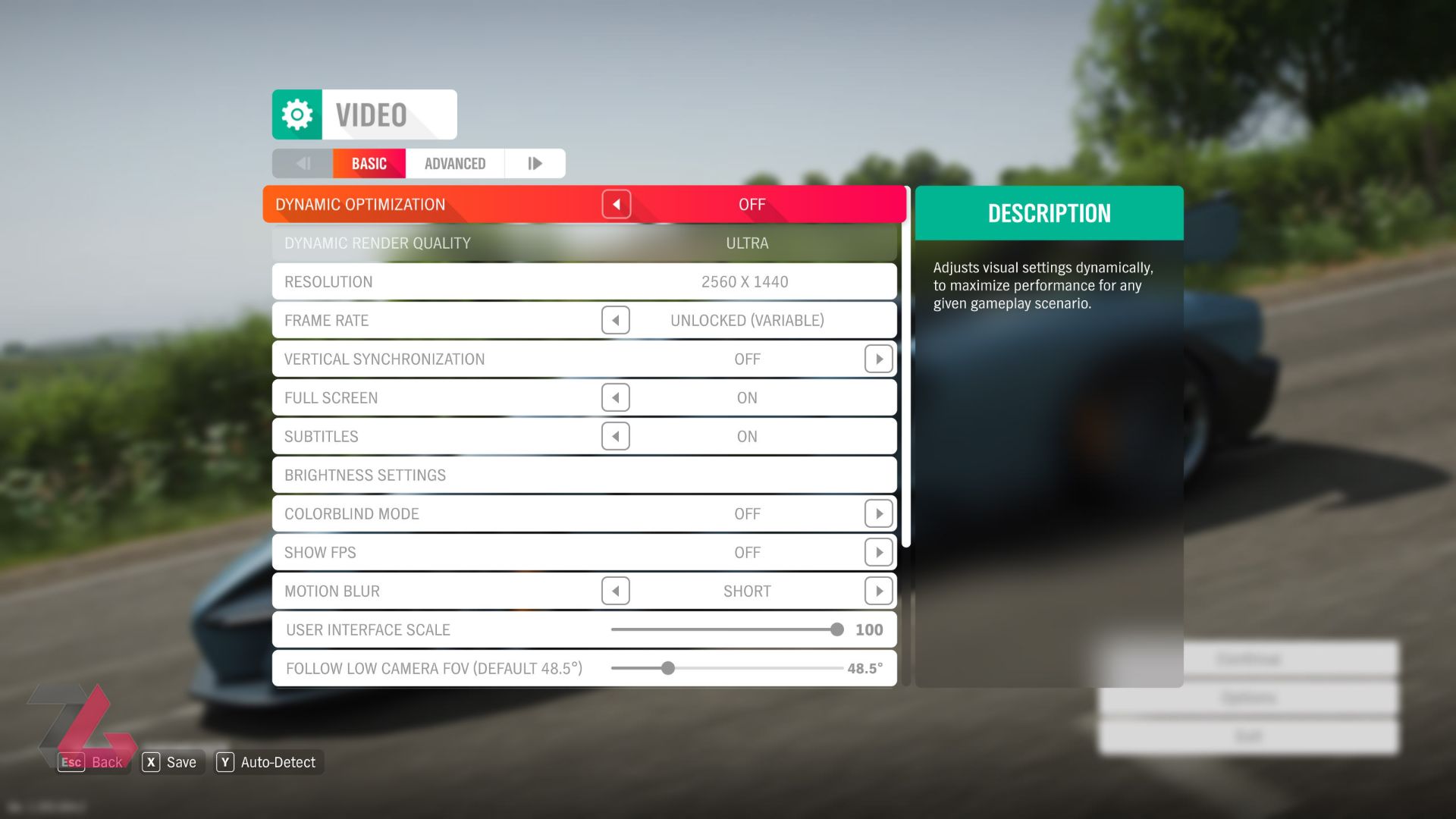 Forza Horizon VIDEO Setting BASIC 1