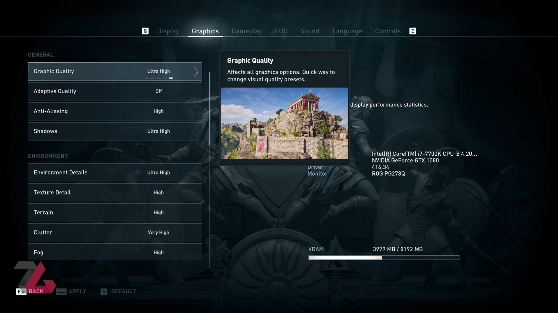 Assassins Creed: Odyssey Graphics Menu 1